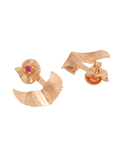 Kicky and Perky 925 Sterling silver Rose Gold Precious Ruby Frill Jacket Earring for Women