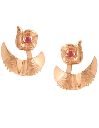 Kicky and Perky 925 Sterling silver Rose Gold Precious Ruby Frill Jacket Earring for Women