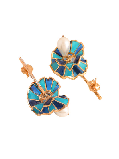 Kicky and Perky 925 Sterling silver Rose Gold Shell Pearl Dangler Earring for Women