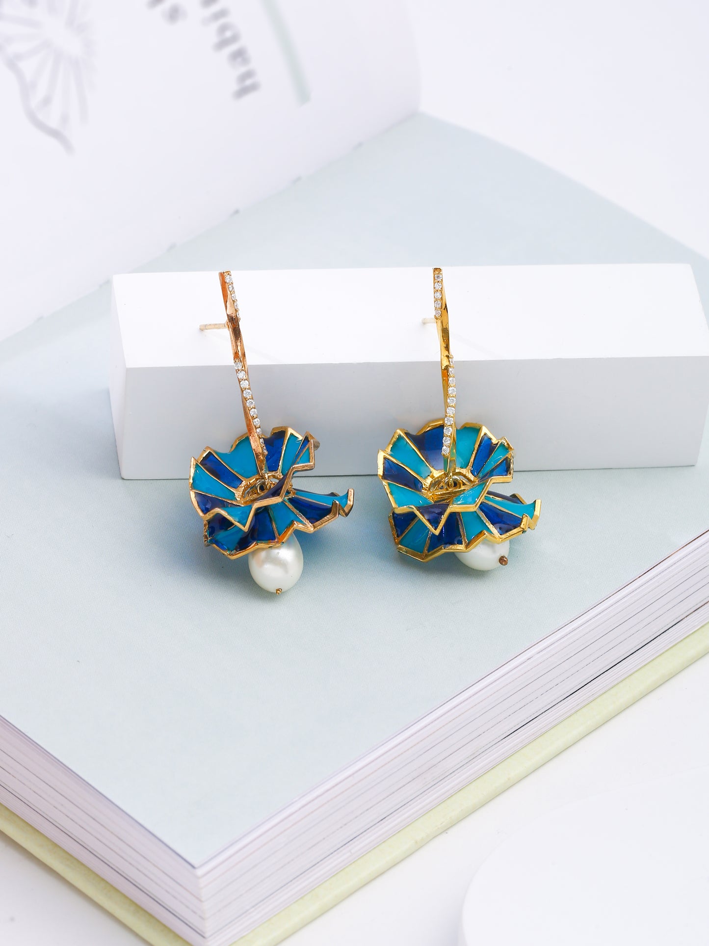 Kicky and Perky 925 Sterling silver Rose Gold Shell Pearl Dangler Earring for Women