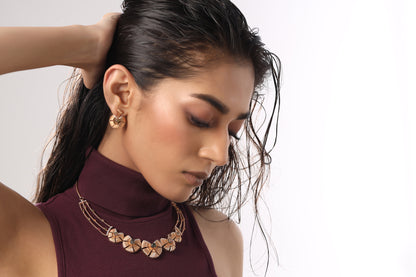 Kicky and Perky 925 Sterling silver Rose Gold Multi Tourmaline & Mossanite Frill Necklace Set for Women