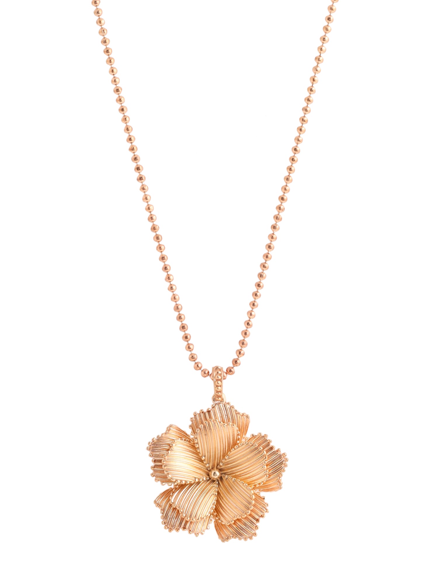 Kicky and Perky 925 Sterling silver Rose Gold Frill Flower Pendant with Chain for Women