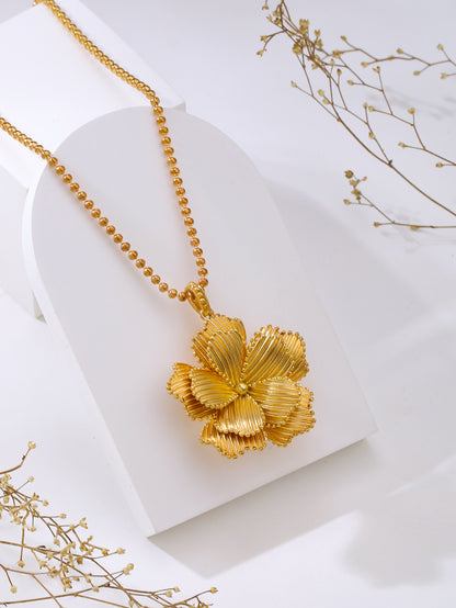 Kicky and Perky 925 Sterling silver Rose Gold Frill Flower Pendant with Chain for Women