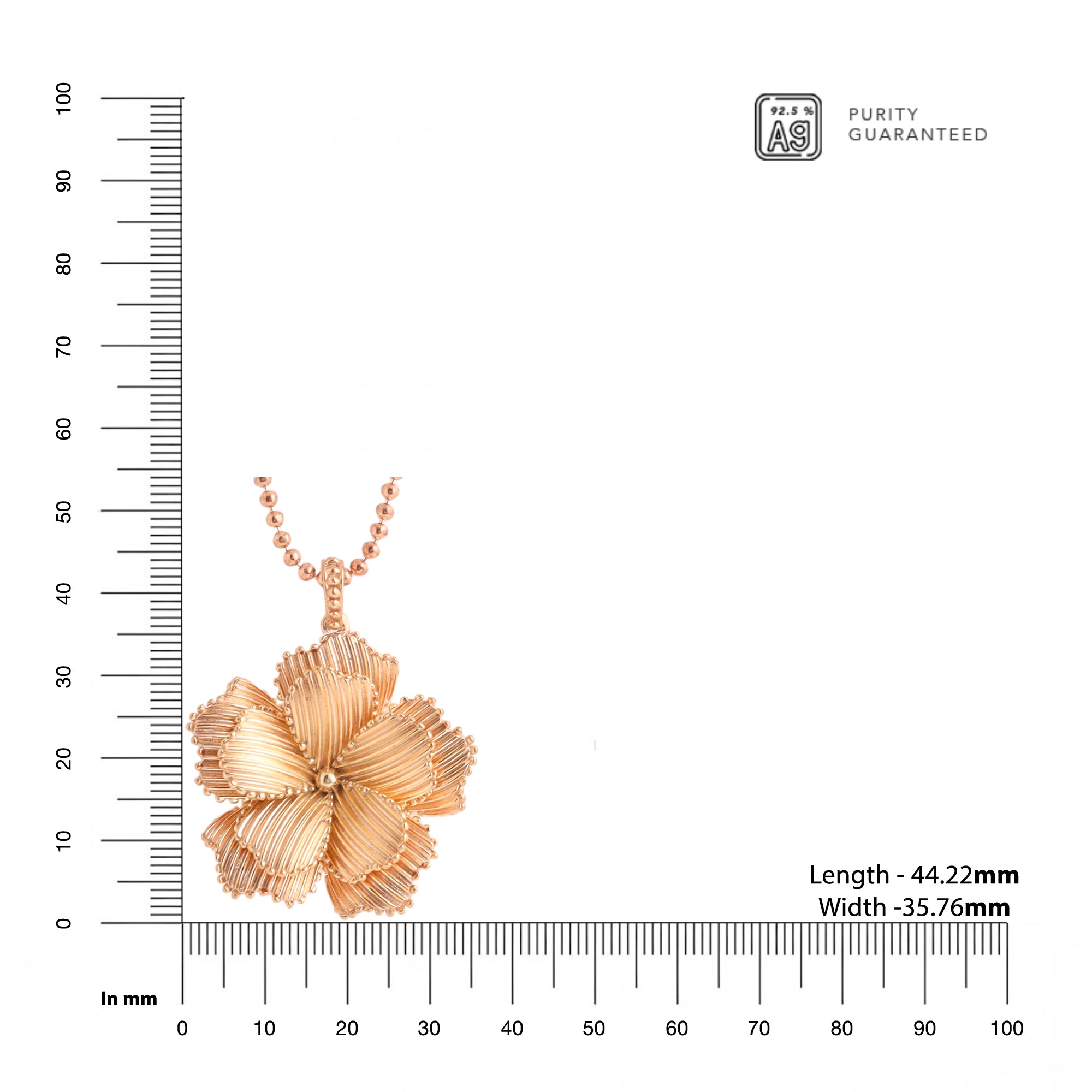 Frill Flower Pendant with Chain Rose Gold
