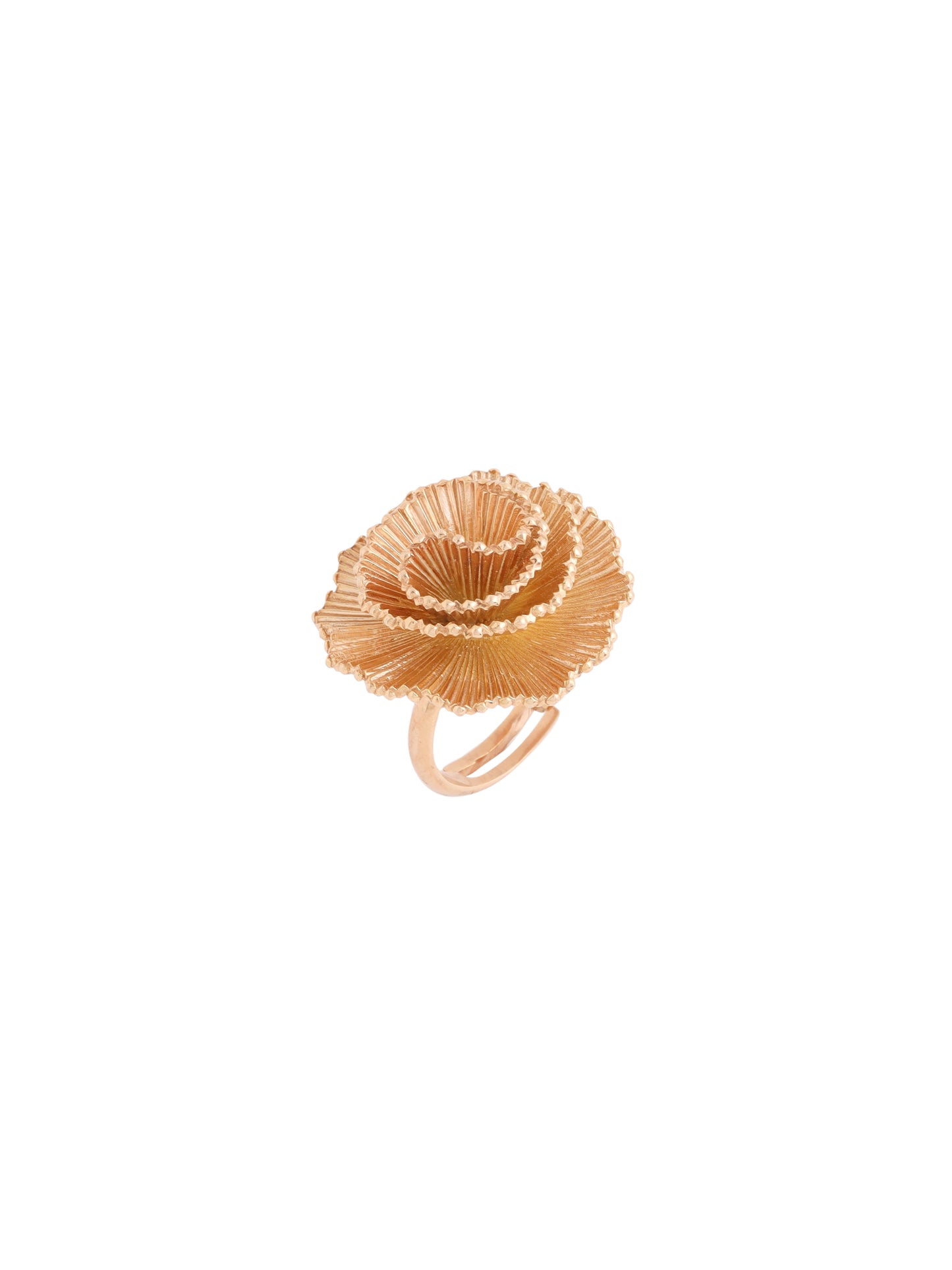 Kicky and Perky 925 Sterling silver Rose Gold Floral Frill Adjustable Ring for Women