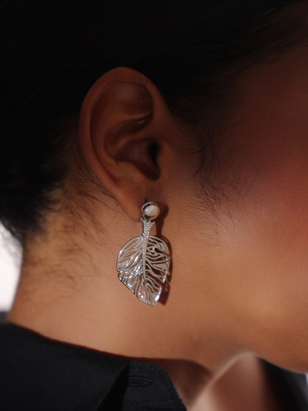 Rhodium Jali Design Lumina Collection Earrings