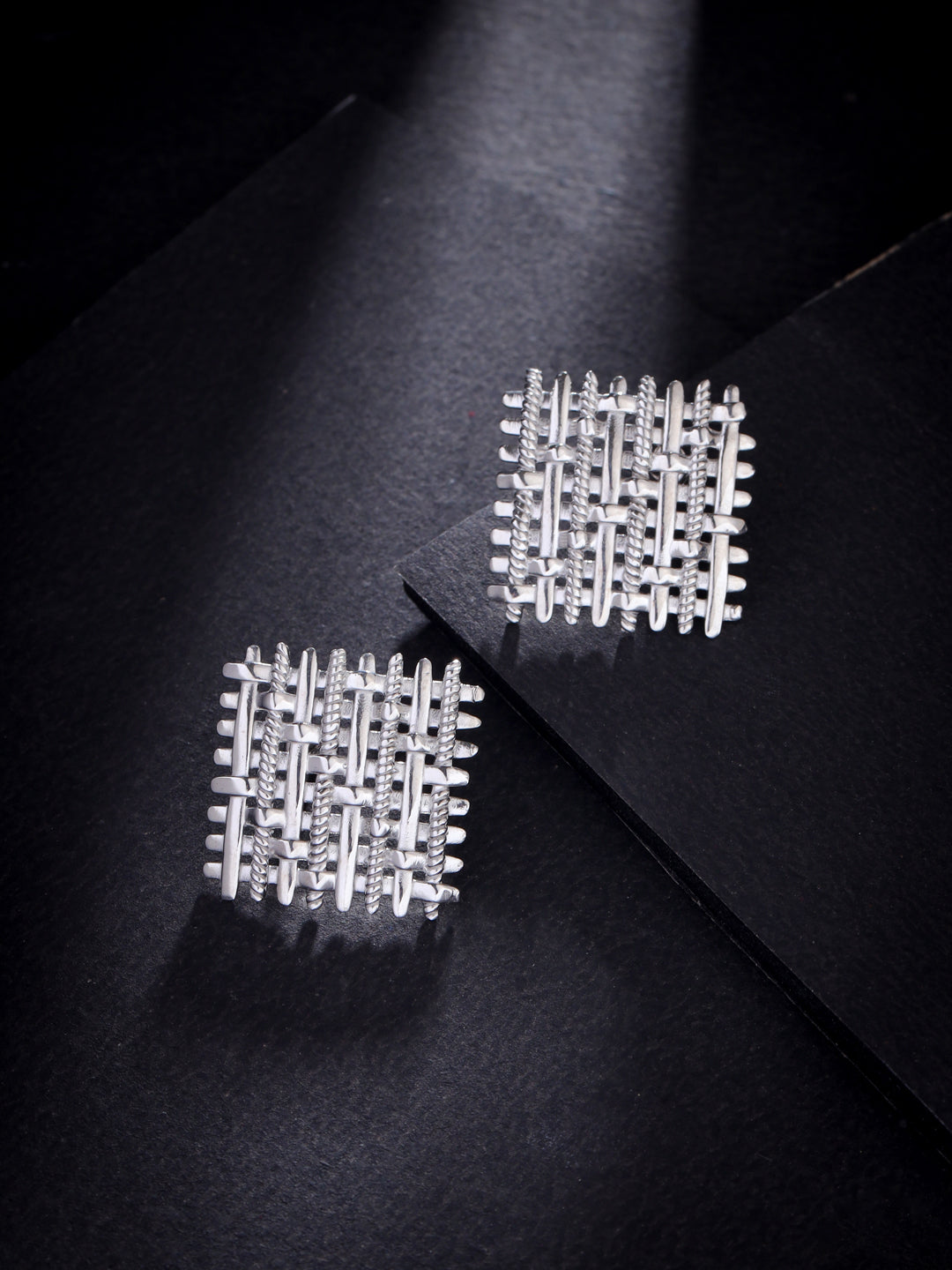 Rhodium Plated Weaved Lumina Collection Earrings