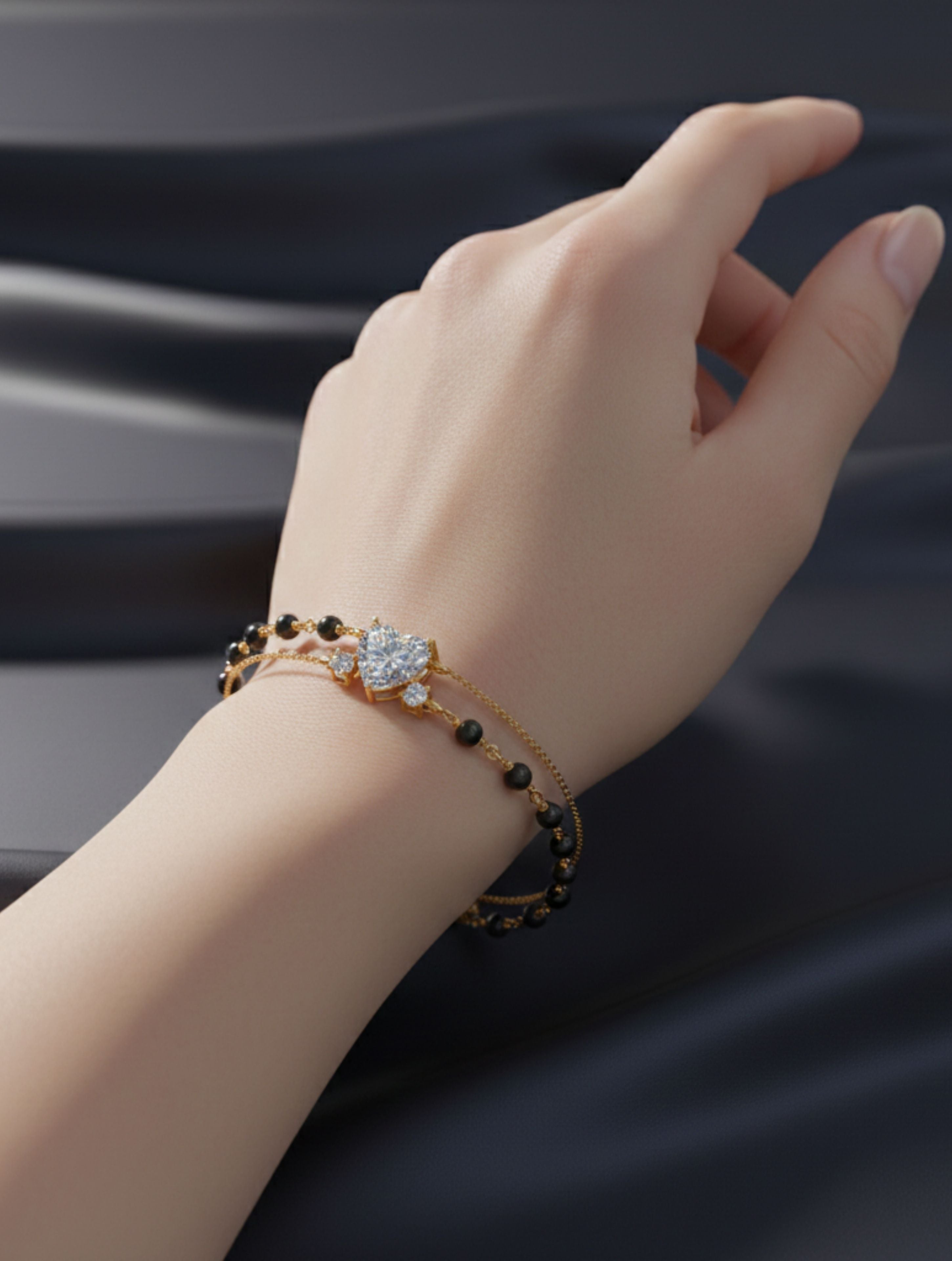 Moissanite Charm 925 Sterling Silver Beads Bracelet For Women