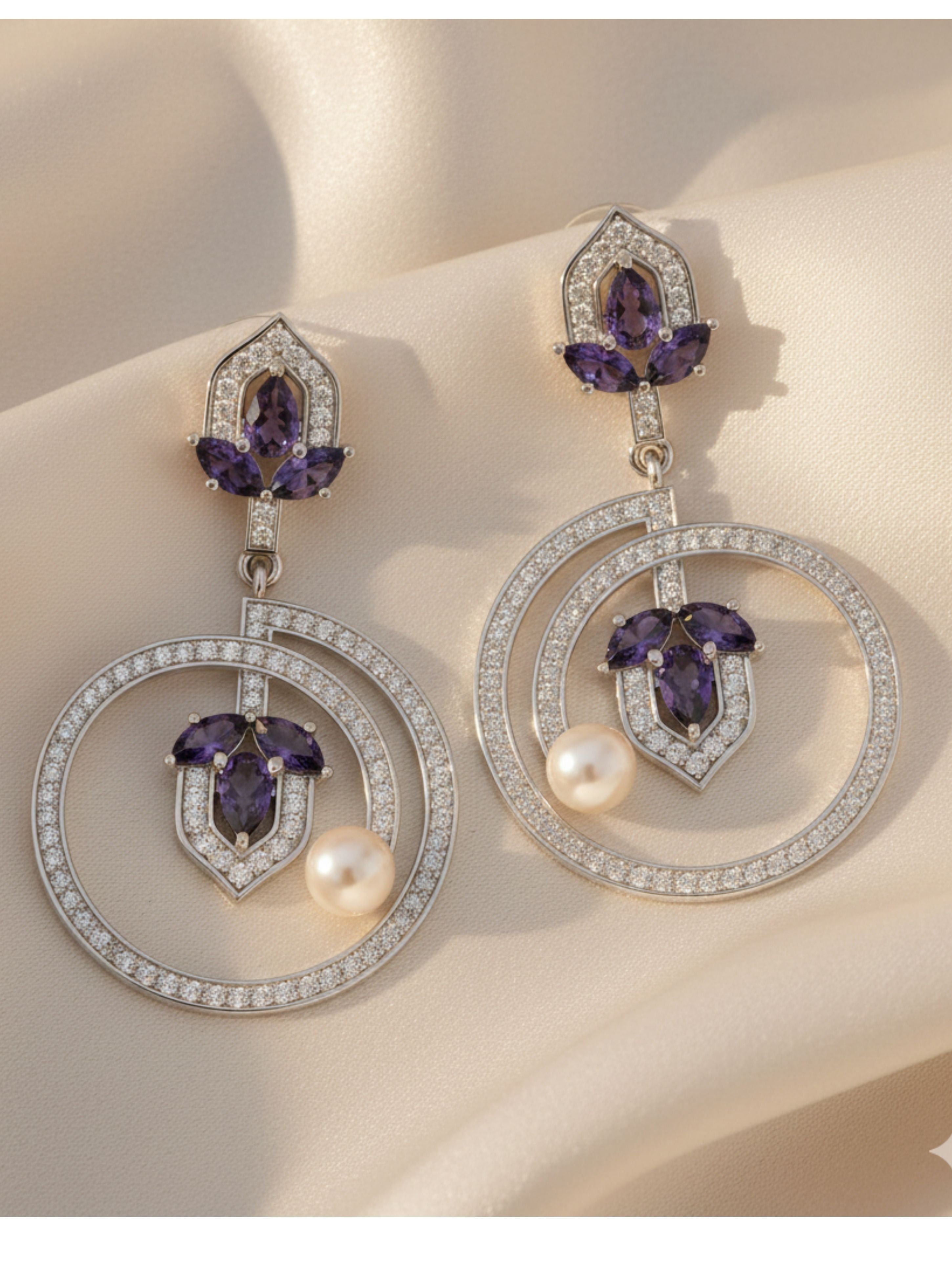Amethyst Floral Elegance Mangalayam 925 Sterling Silver Earrings For Women