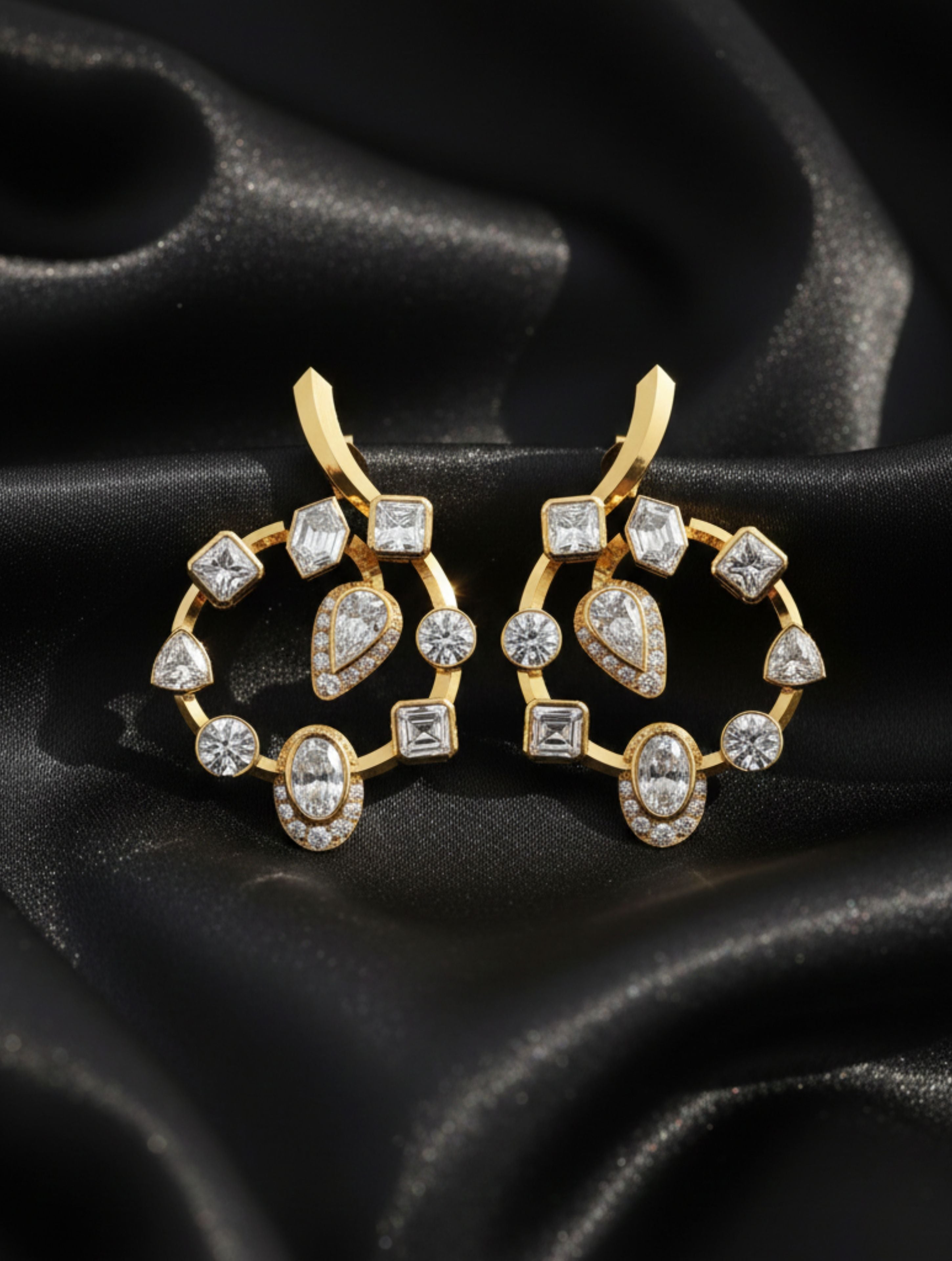 Moissanite Moonbeam Mangalayam Celestial Charm 925 Sterling Silver Earrings For Women