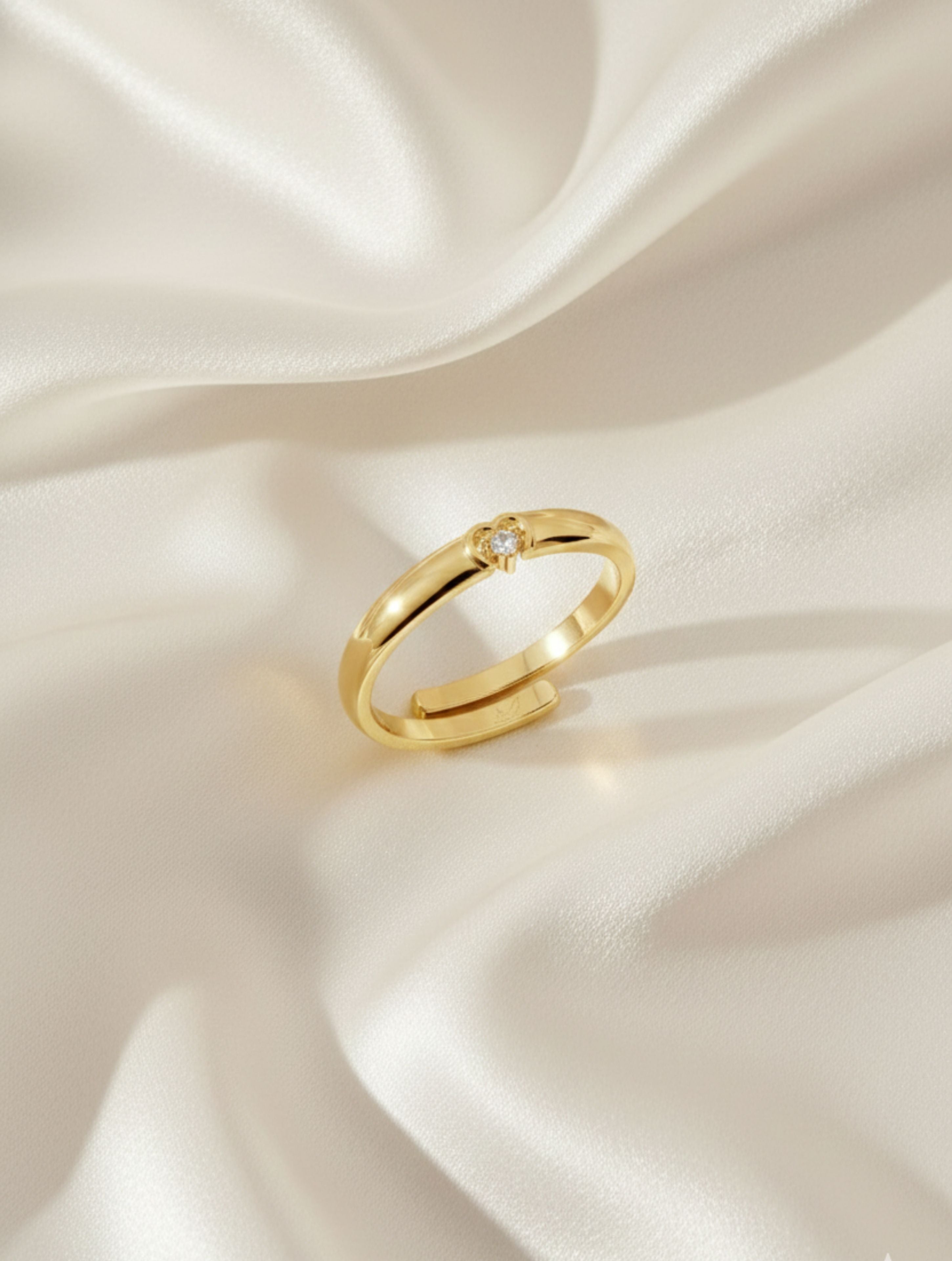 Moissanite Heart-Set Solitaire Adjustable Ring in Gold Plated 925 Sterling Silver For Men