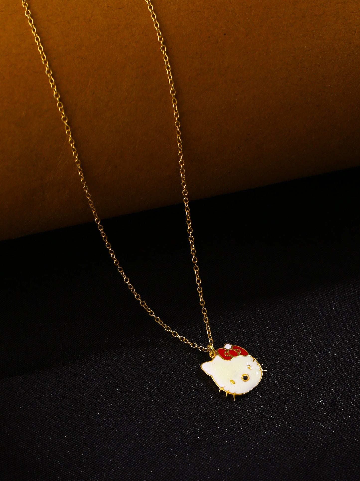 The Kitty Couture Necklace: A Stylish Enamel Pendant and Chain