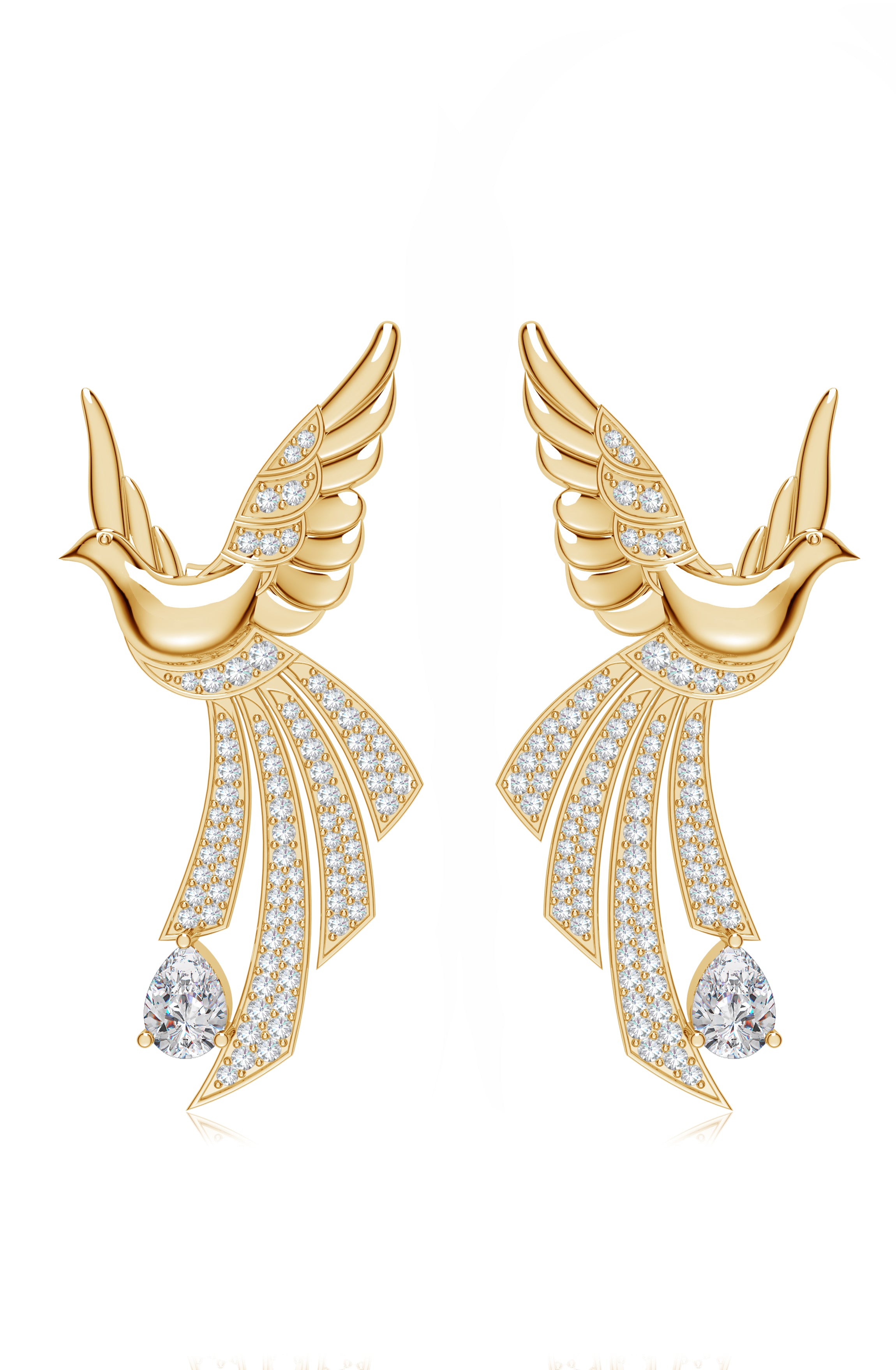 Sterling Silver Scattering Dove Earrings with Moissanites