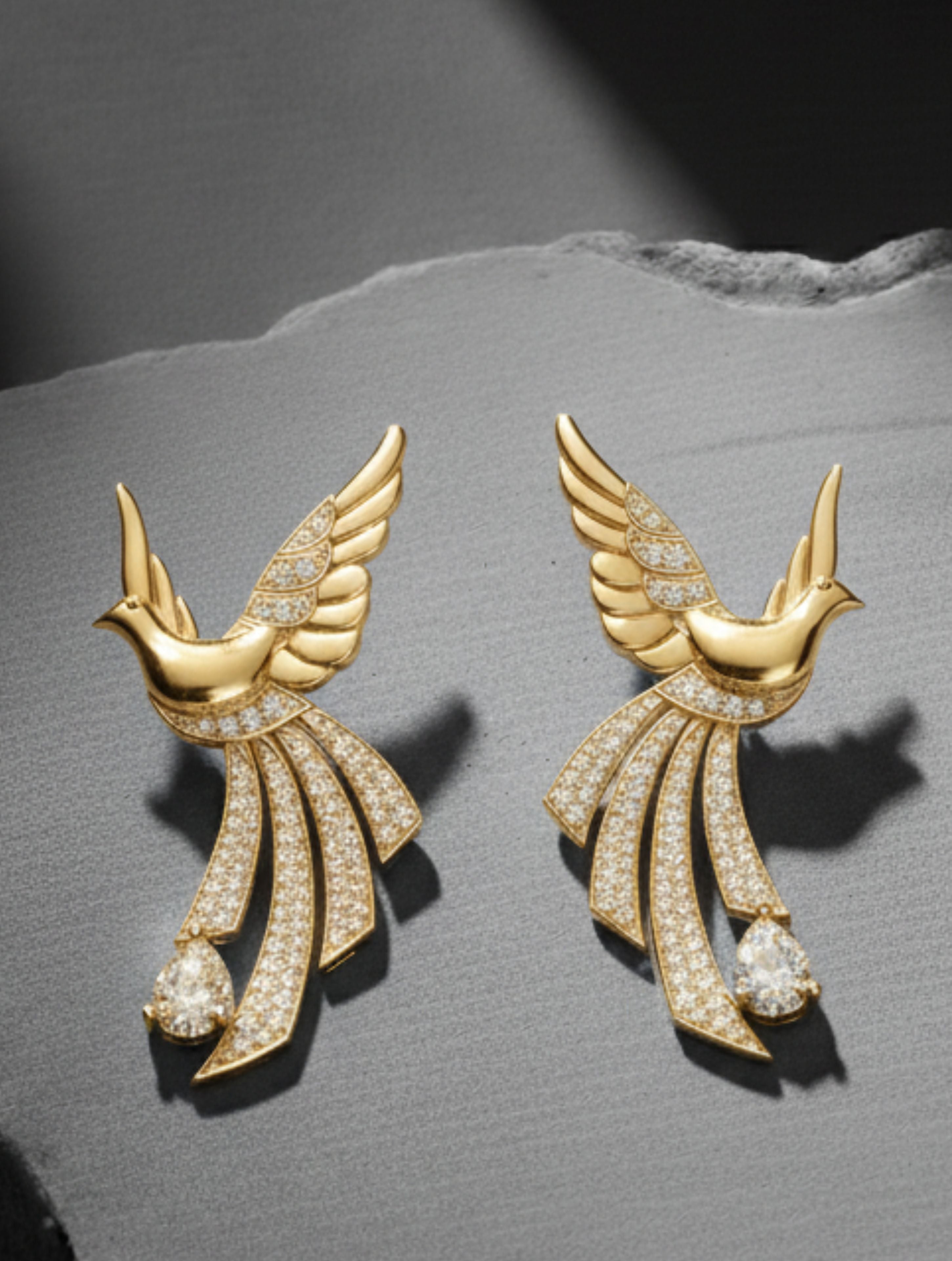 Sterling Silver Scattering Dove Earrings with Moissanites