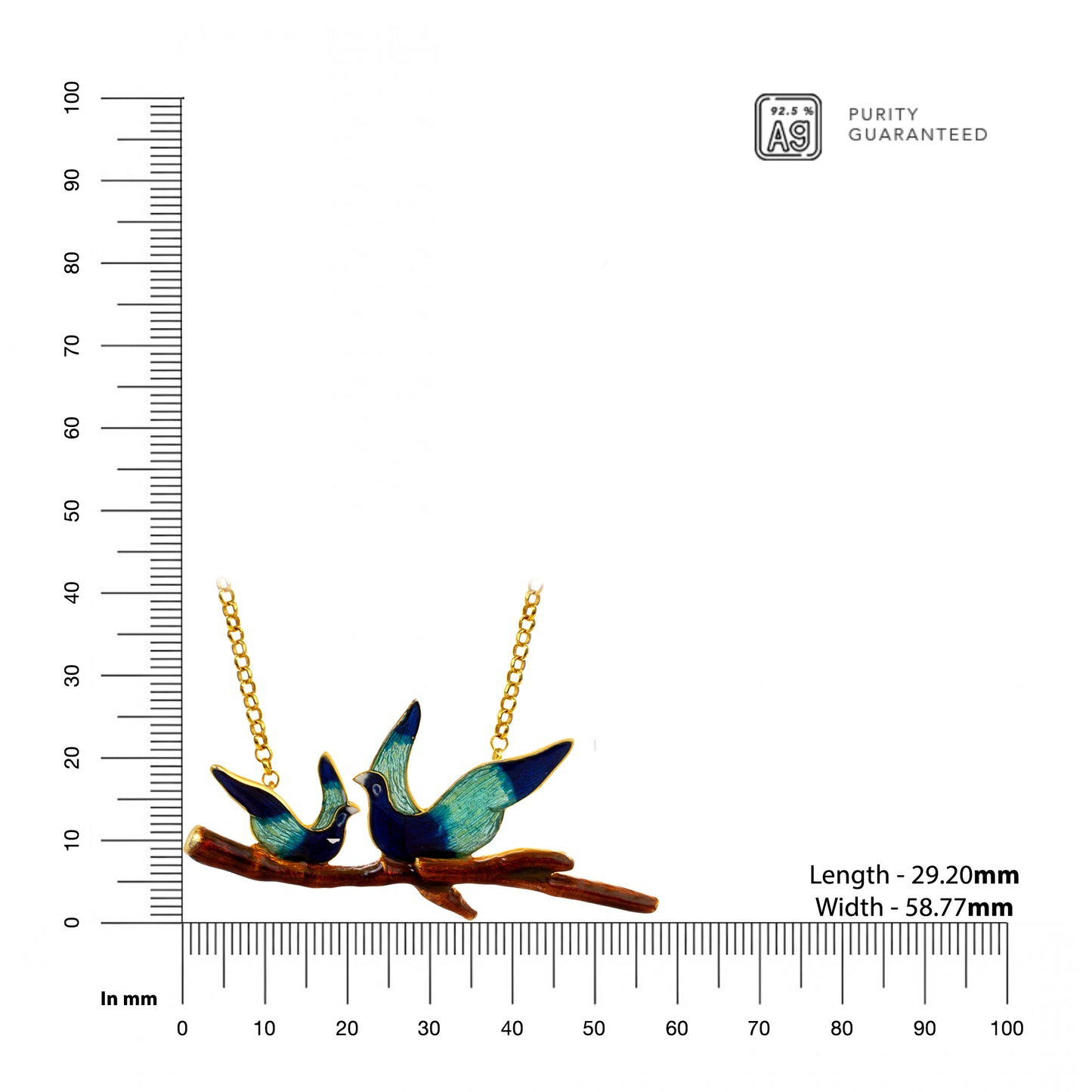 Perched Serene Cyans Pendant with Chain