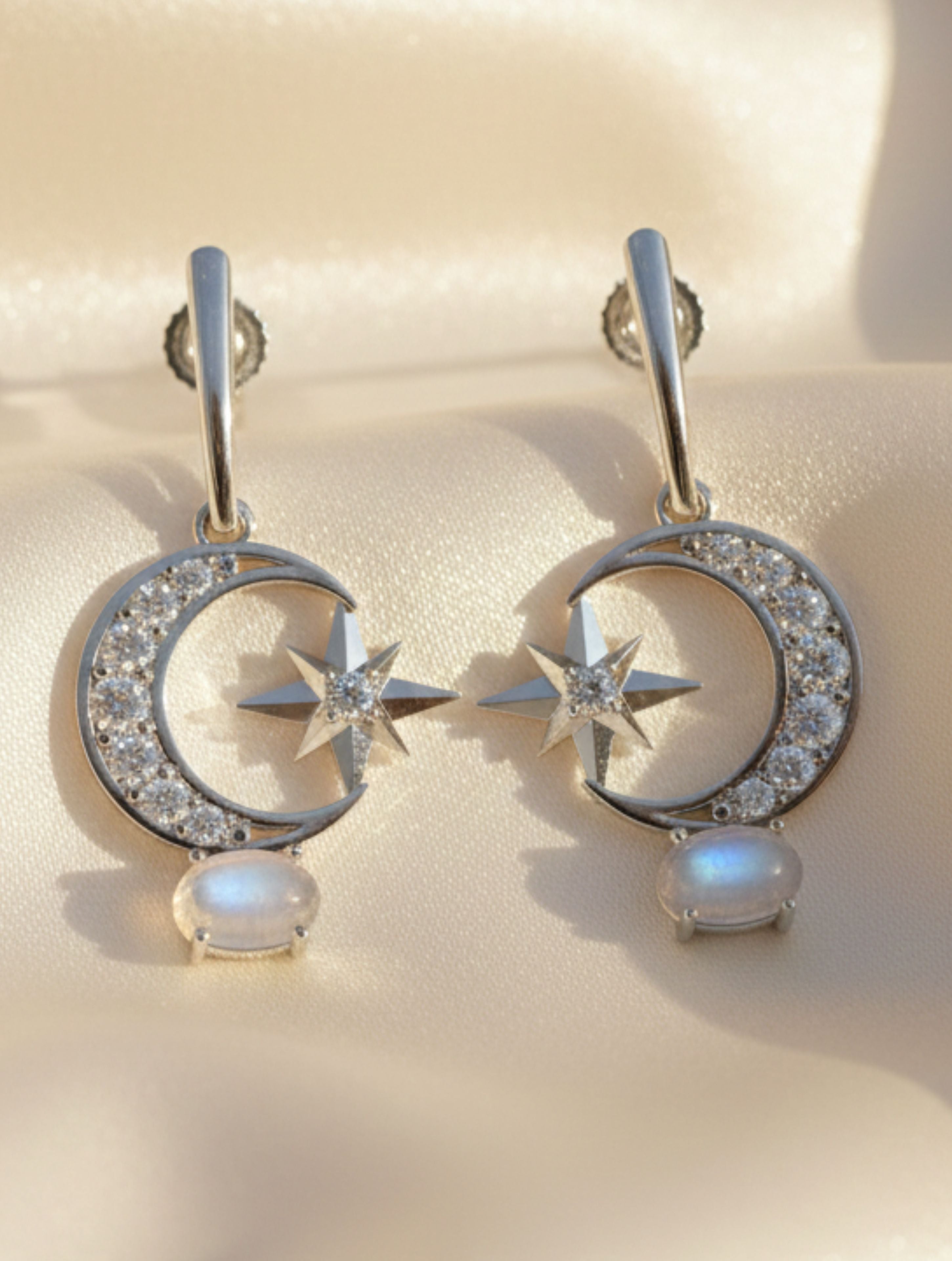 Lunar Eclipse Moonstone Earring