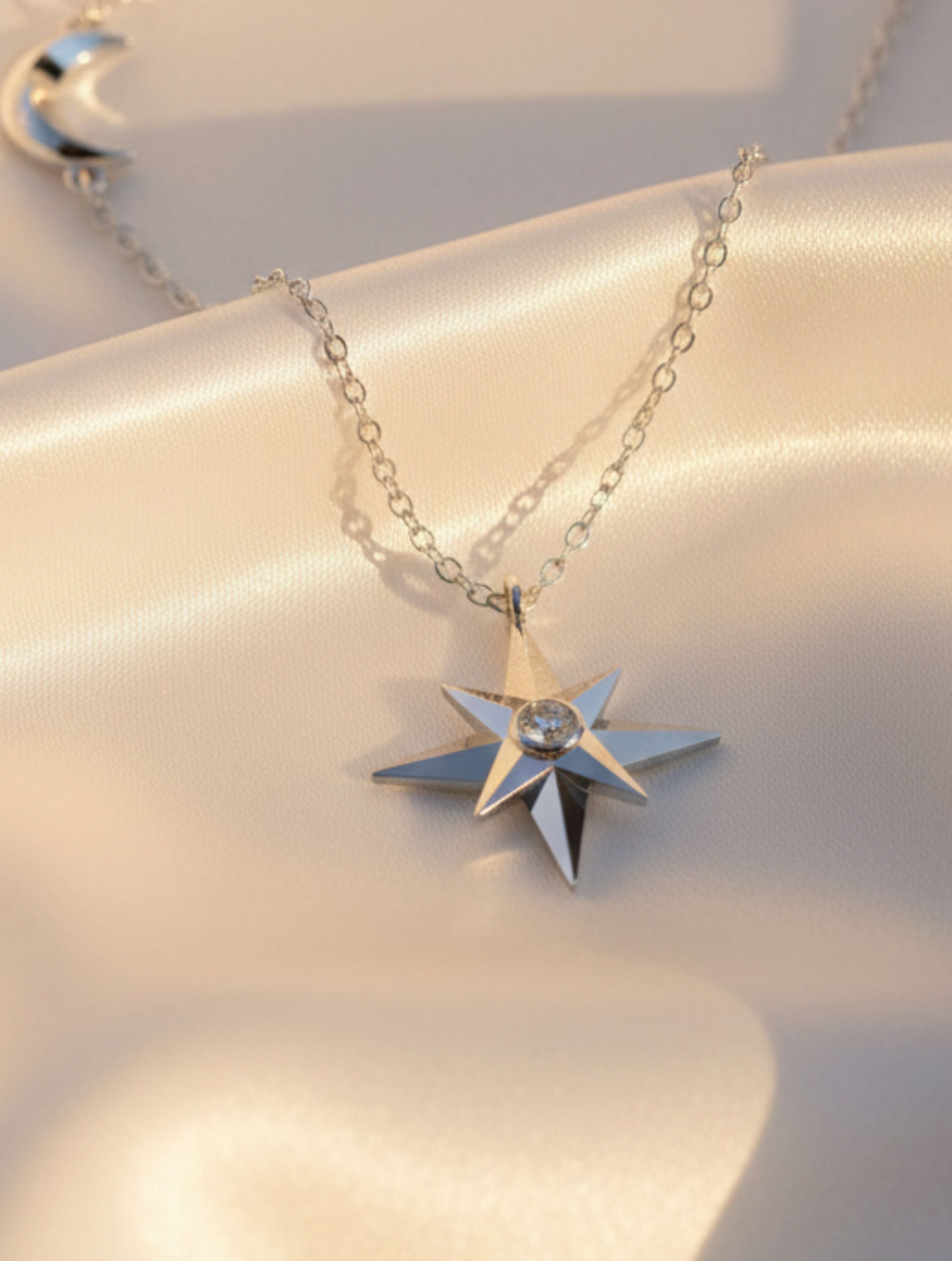 Layered Stone Moissanite Pendant