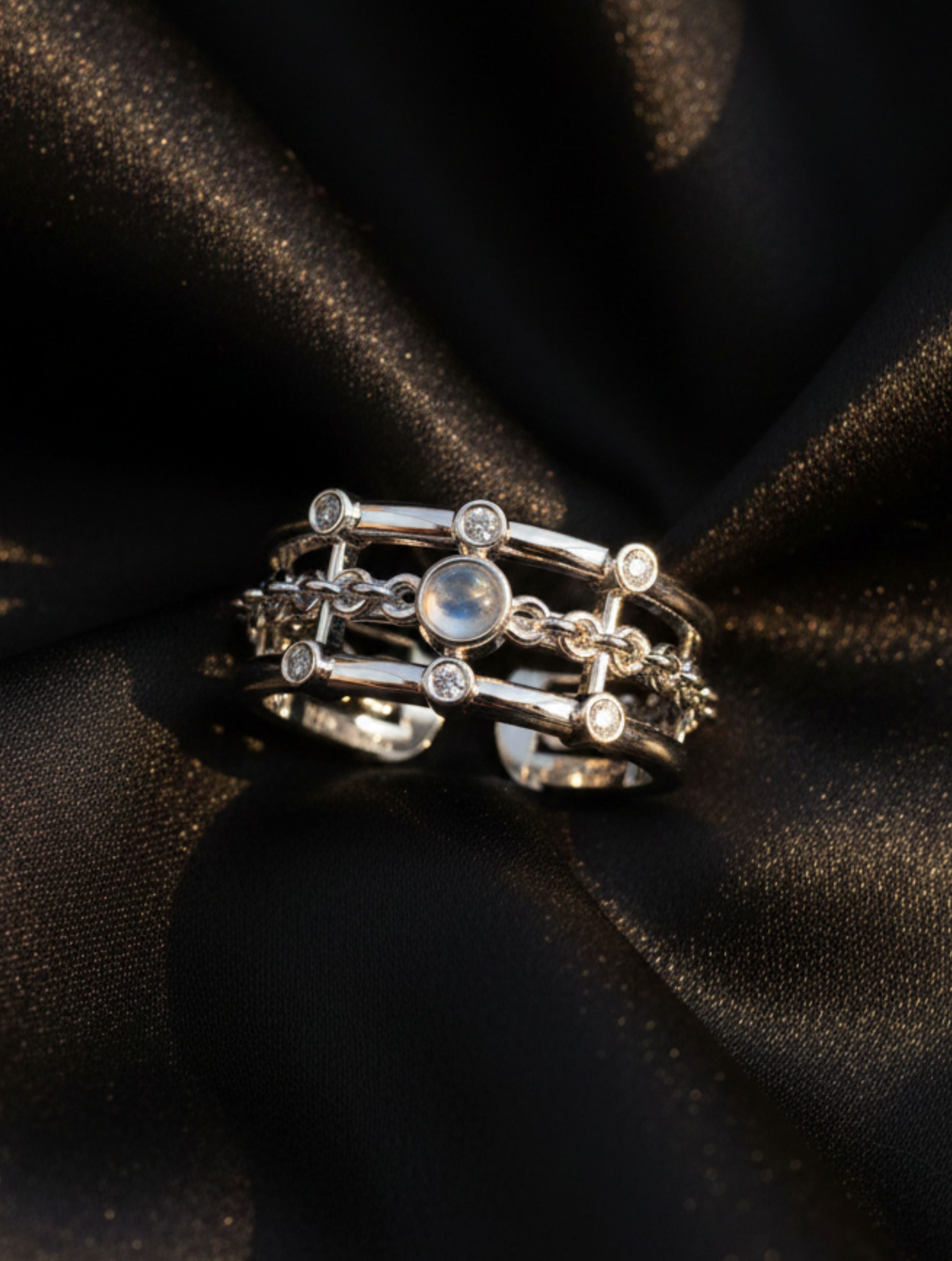 Bare Moonstone Open Ring