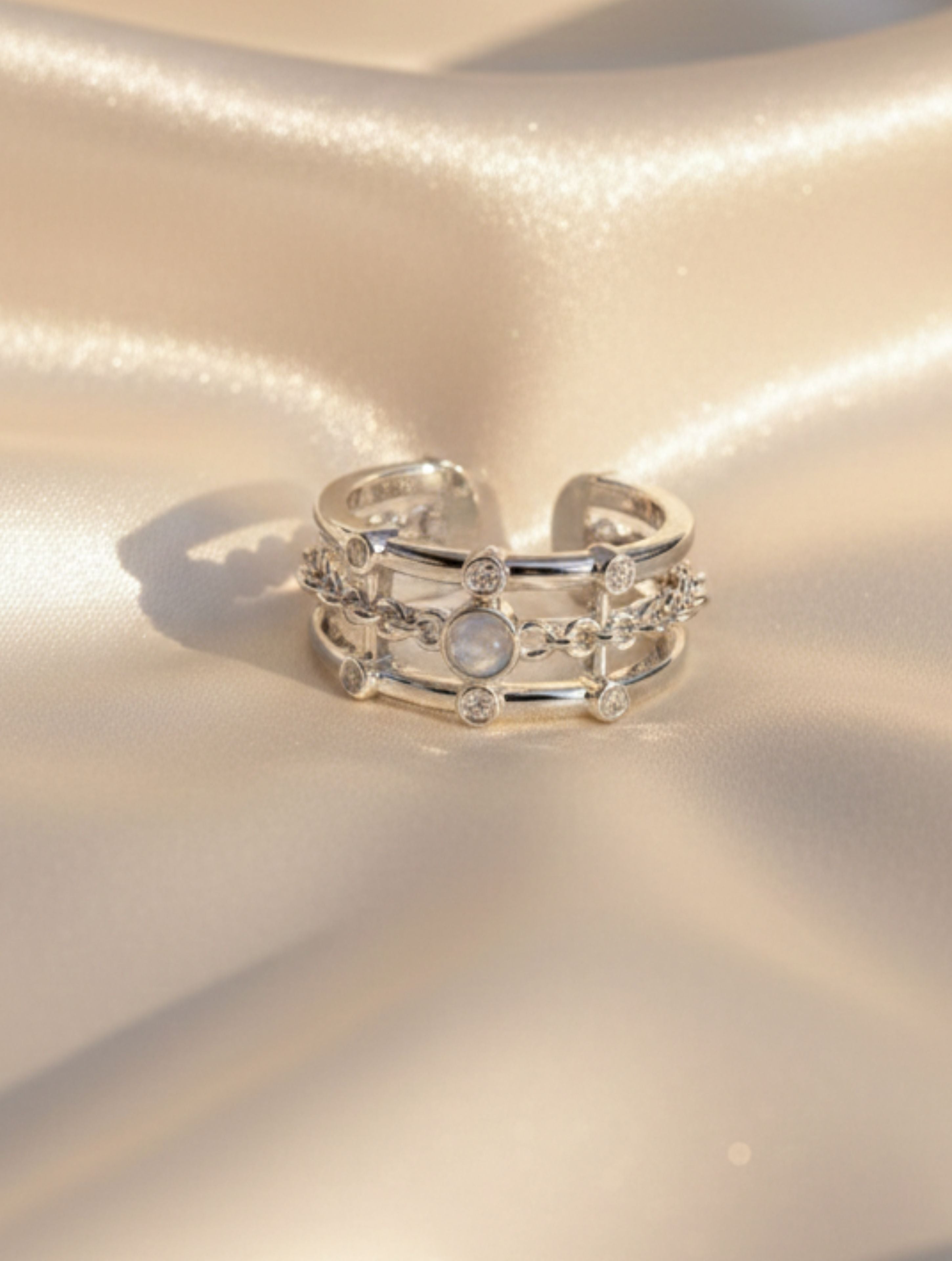Bare Moonstone Open Ring