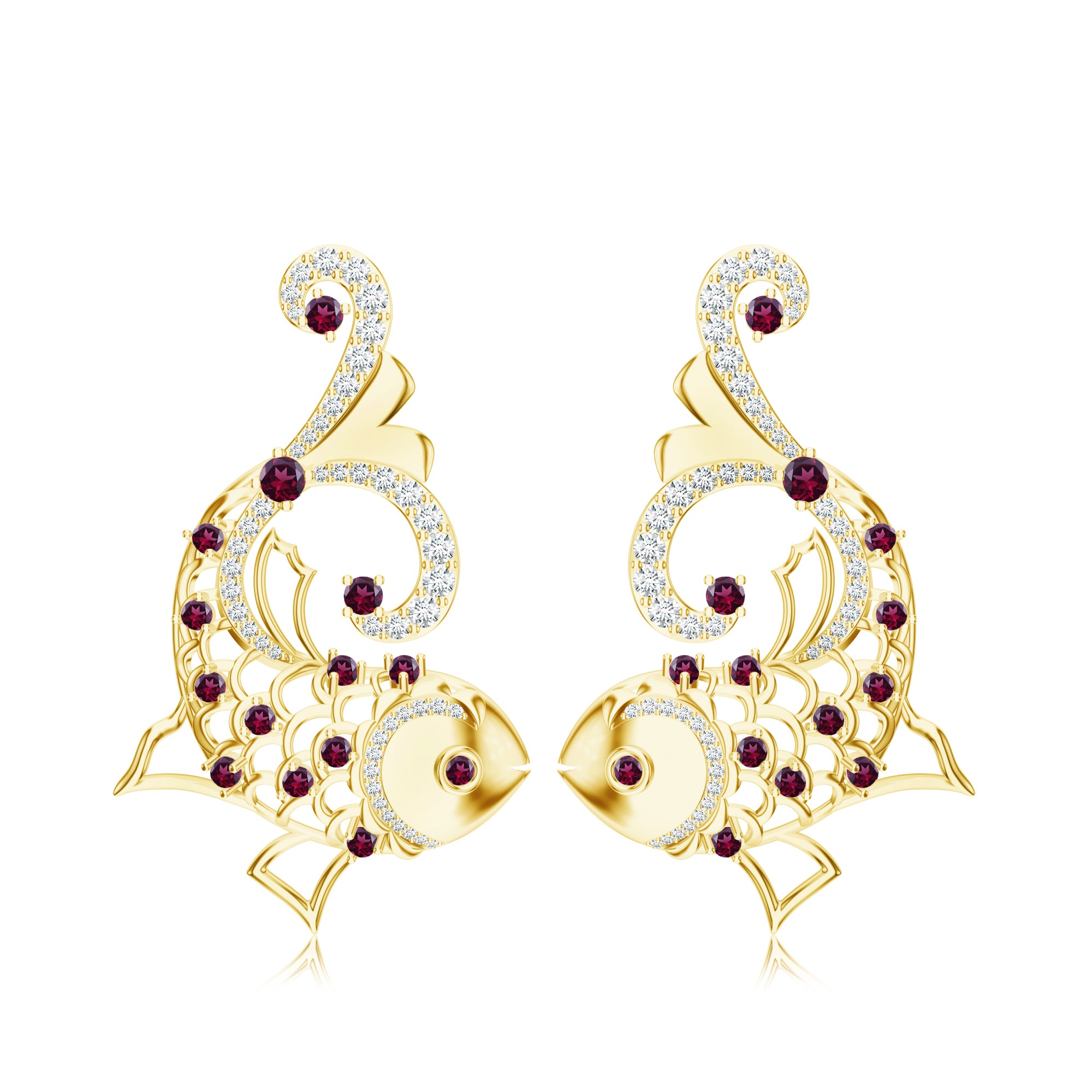 Modern Kalaras Meen-Themed Earrings with Moissanite