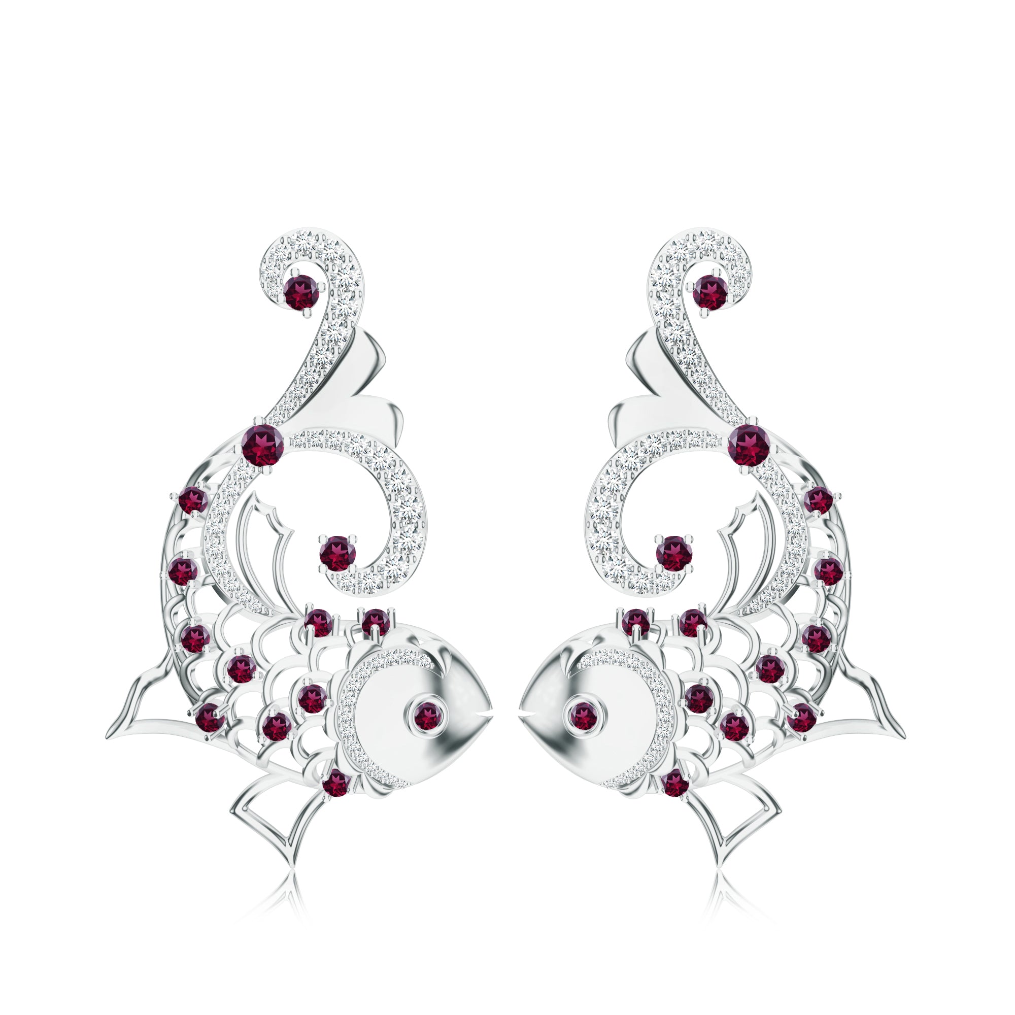 Modern Kalaras Meen-Themed Earrings with Moissanite