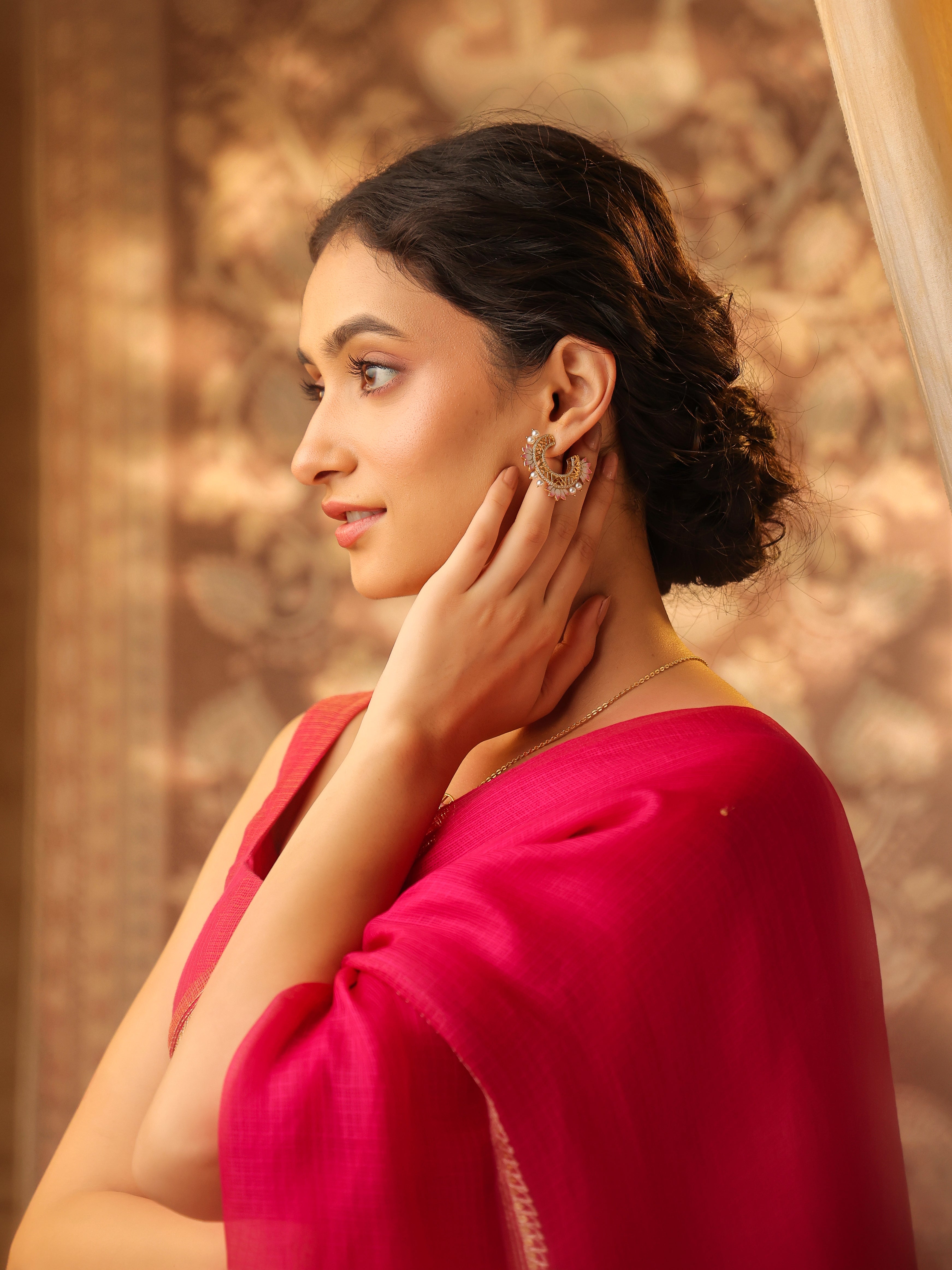 Lotus-Themed Kalaras Hoop Earrings with Enamel