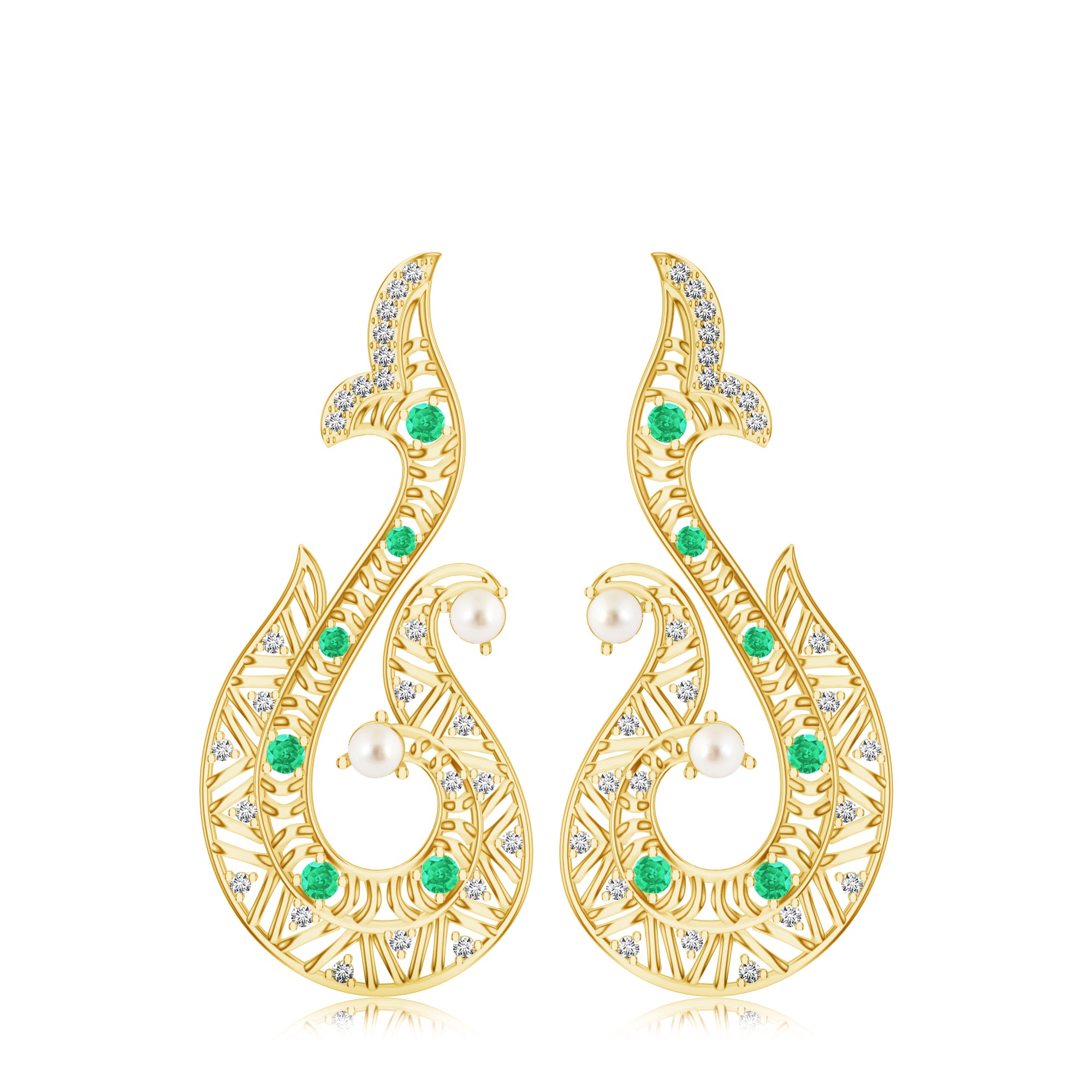 Green Onyx & Moissanite Kalaras Earrings