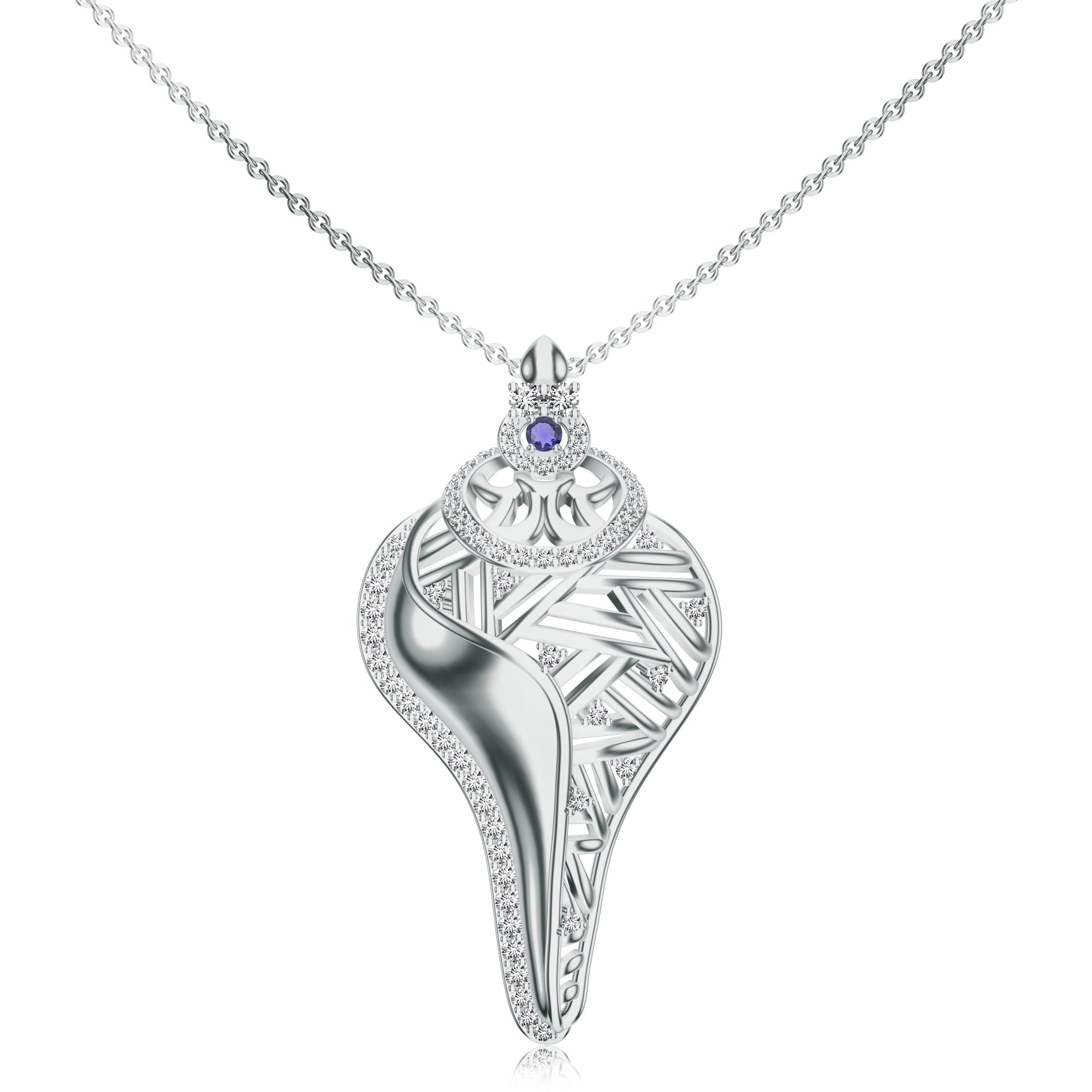 Shankh-Themed Kalaras Pendant in Rhodium