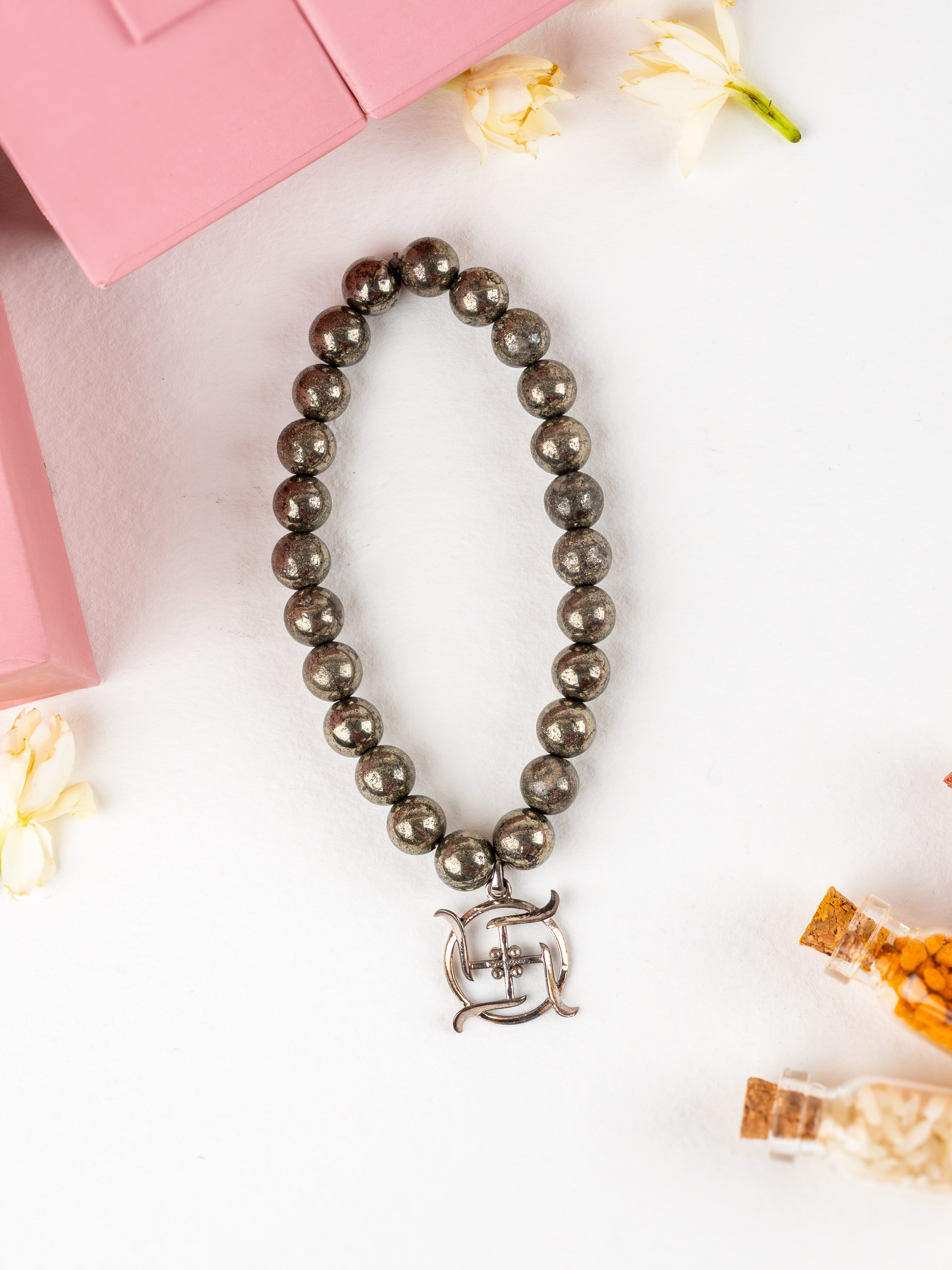 Sterling Silver Divine Swastika  Bracelet For Men