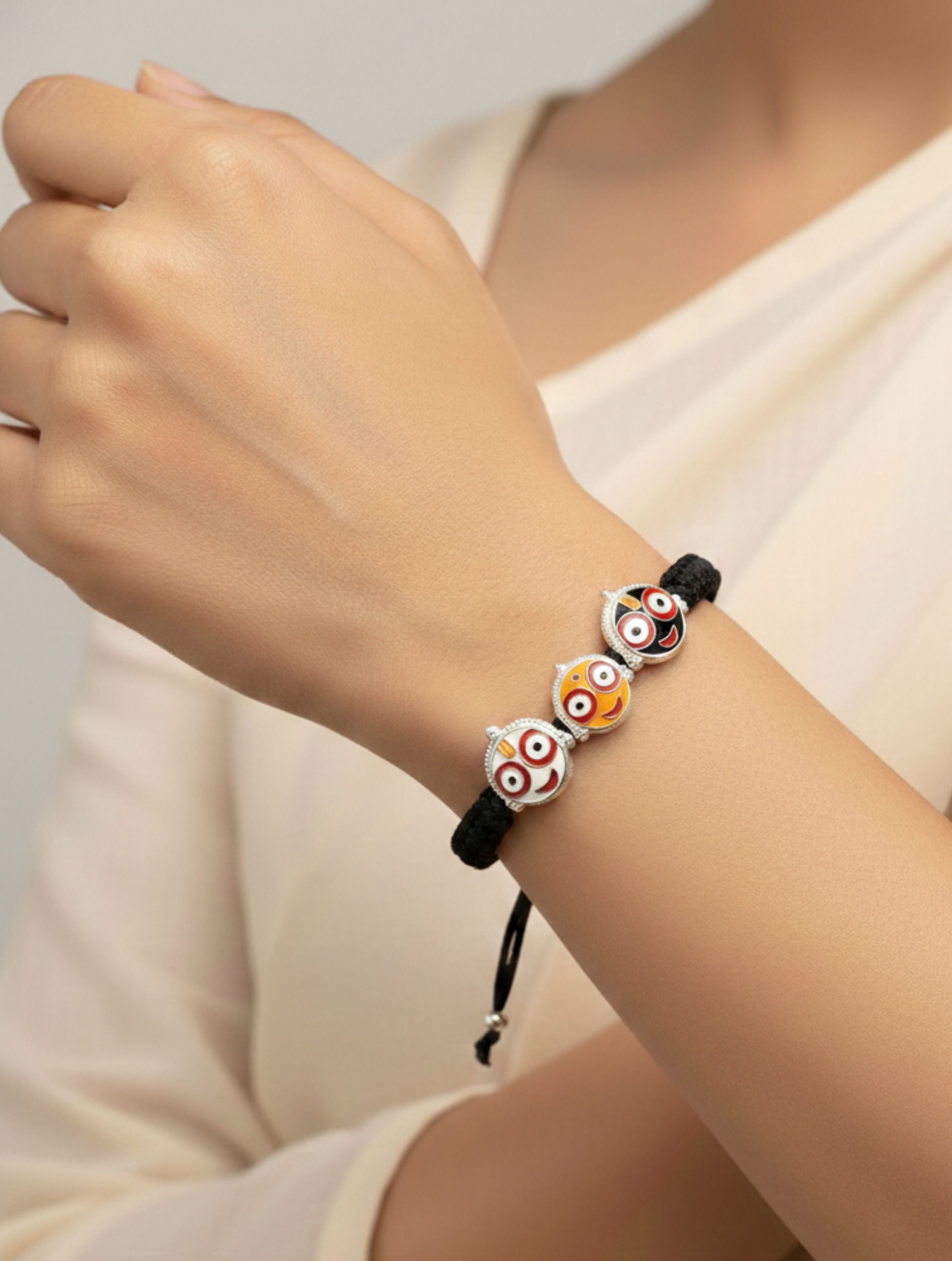 Silver Jagannathji Trio Bracelet
