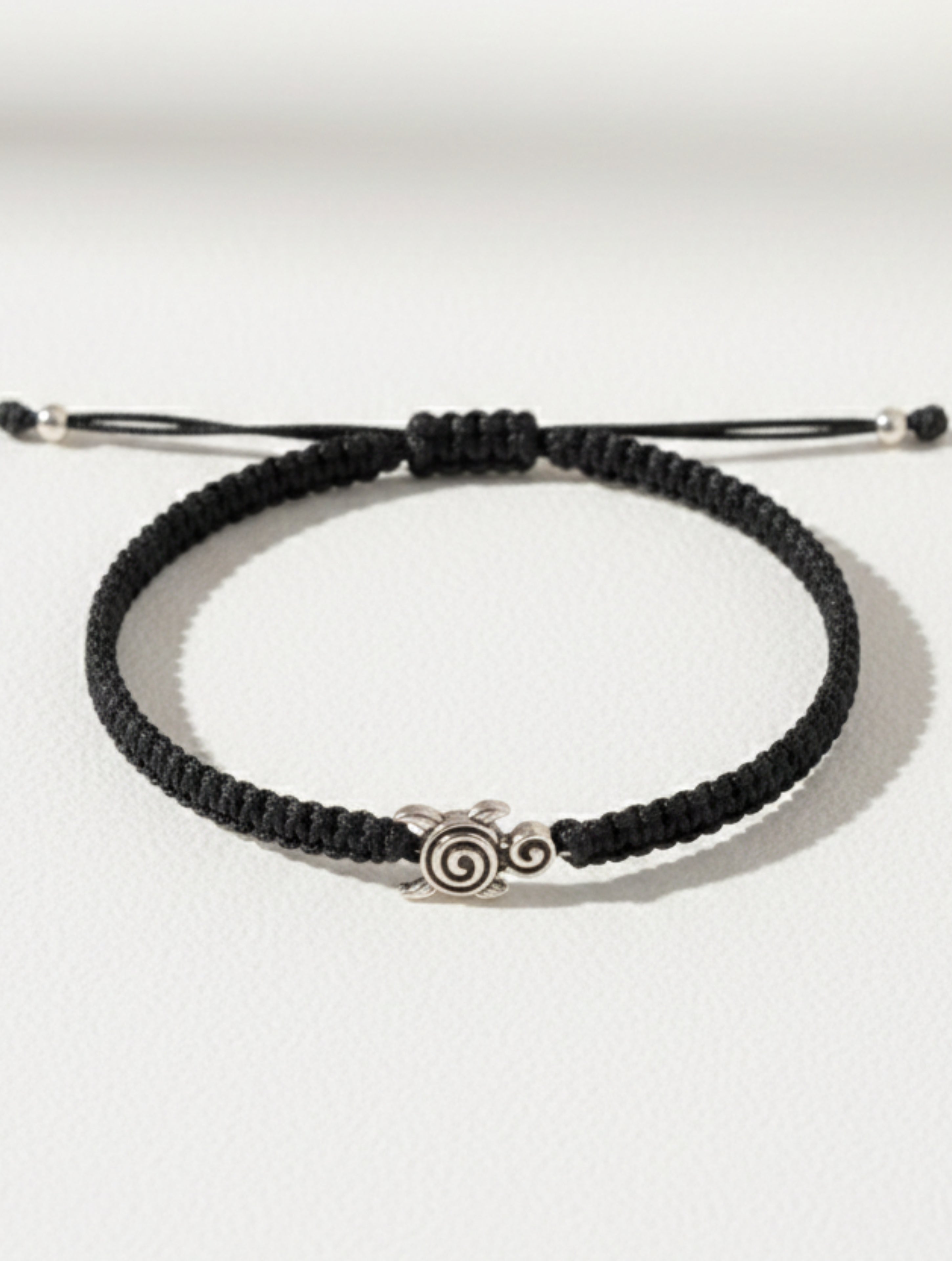 Sterling Silver Sea Turtle Macrame Bracelet