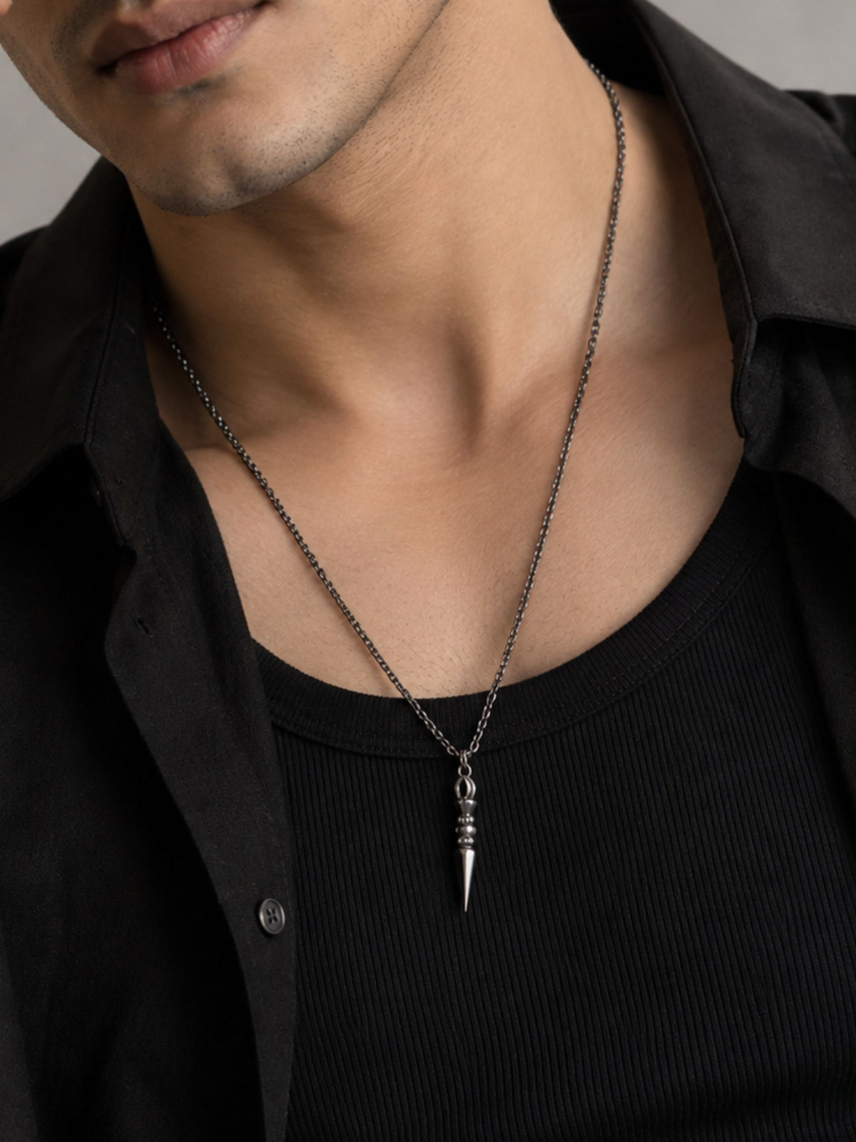 Arrowhead 925 Sterling Silver Black Rhodium Plating Pendant For Men