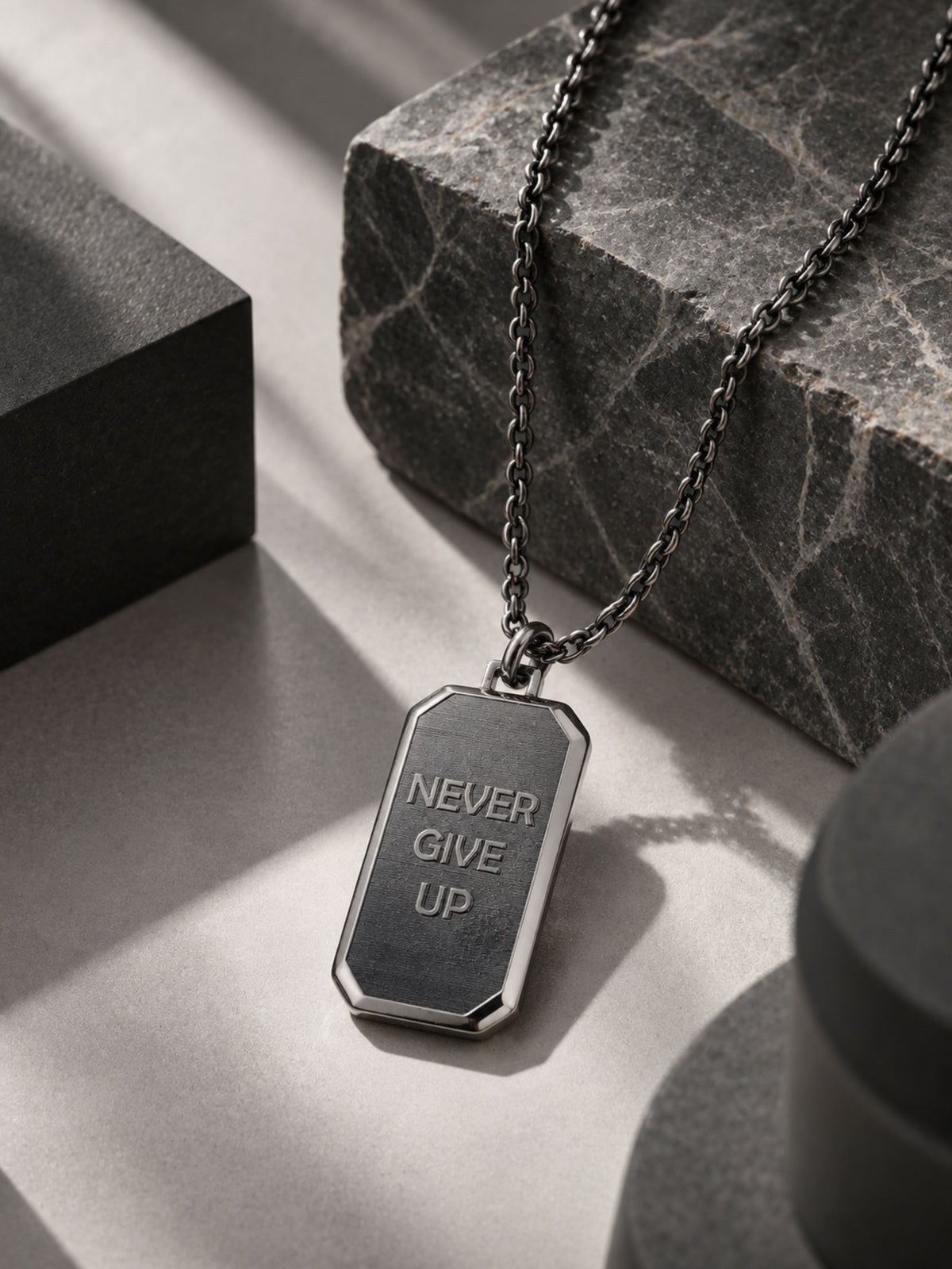 Never Give Up Shield Pendant 925 Sterling Silver Pendant For Men