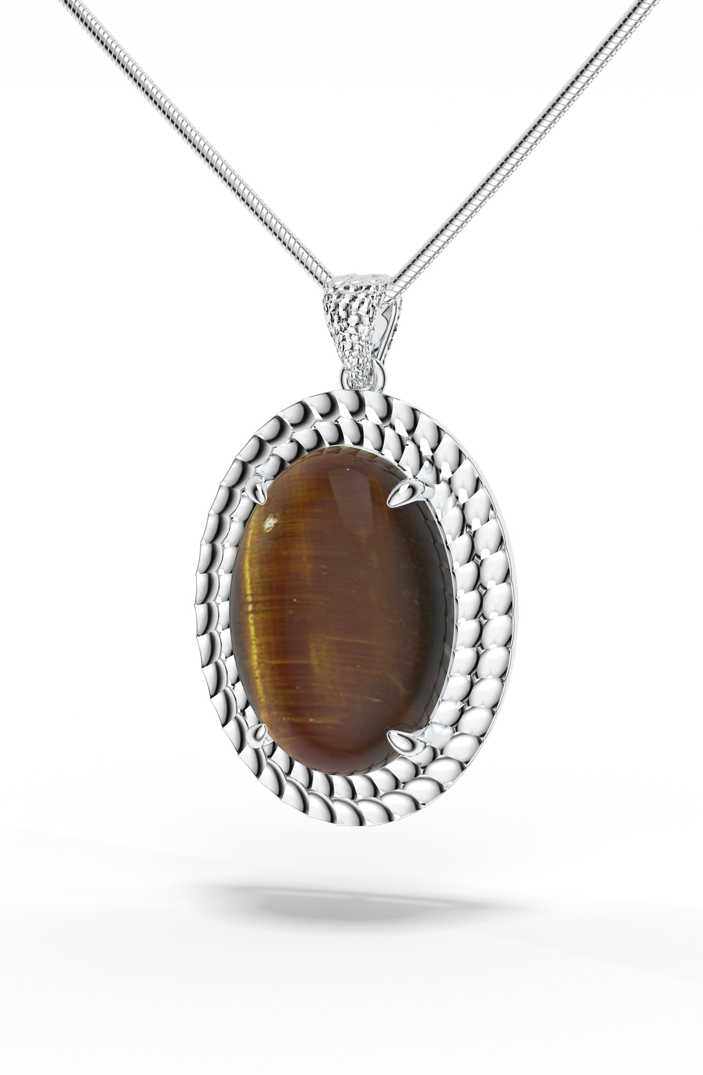 Bold Tigers Eye Power and Good Luck 925 Sterling Silver Pendant For Men