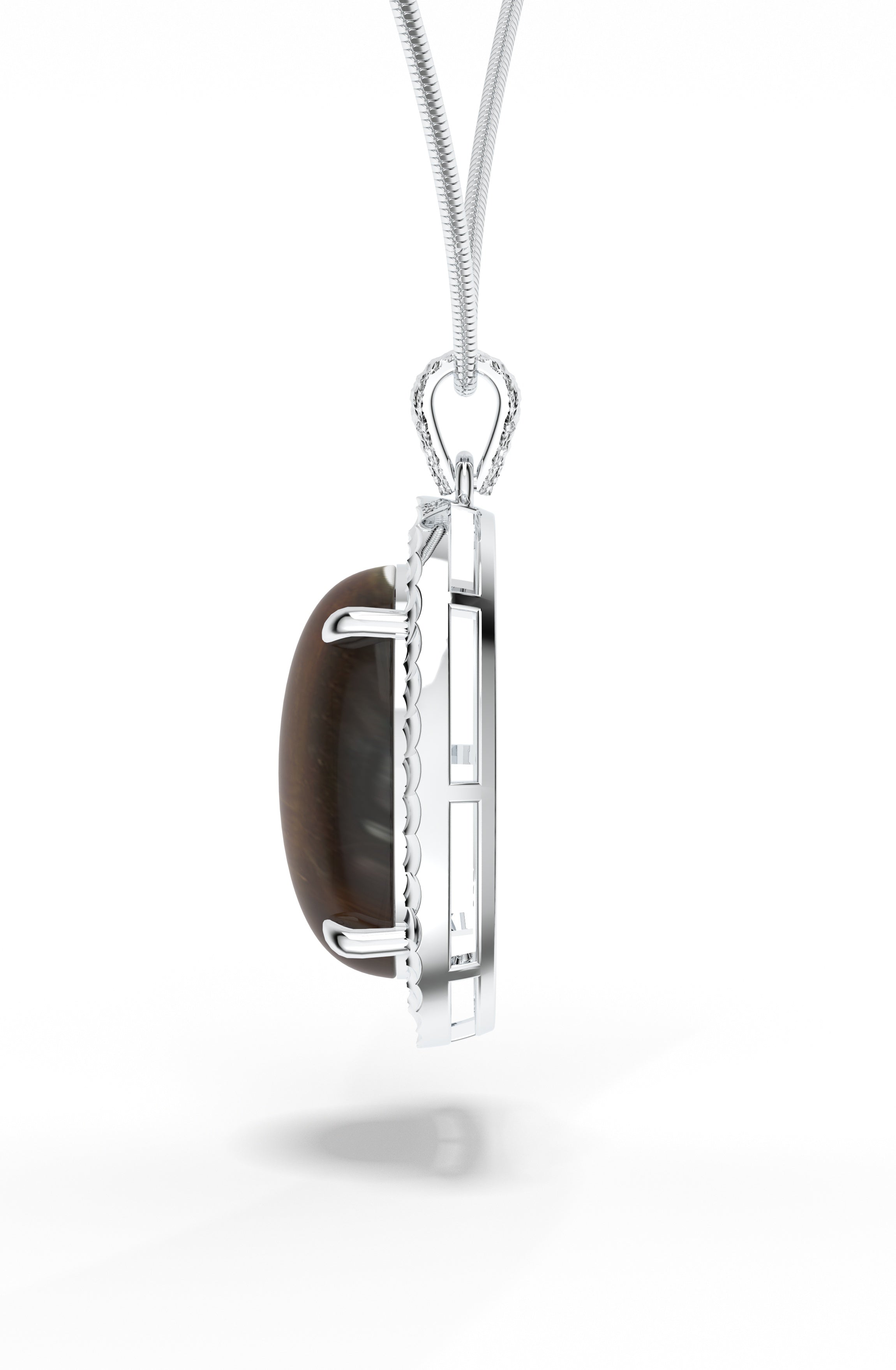 Bold Tigers Eye Power and Good Luck 925 Sterling Silver Pendant For Men