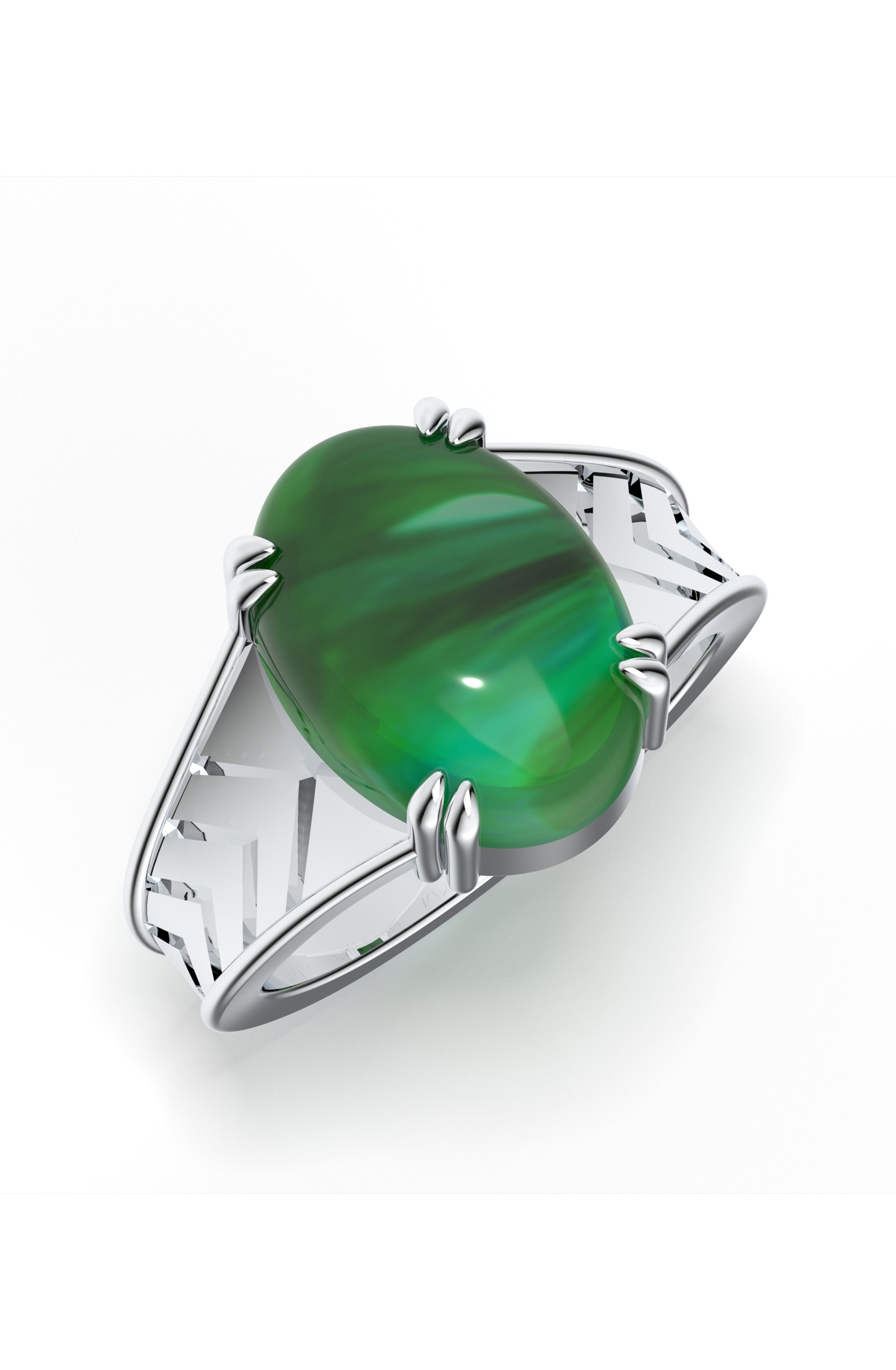 Geometric Green Onyx Oxidized 925 Sterling Silver Ring For Men