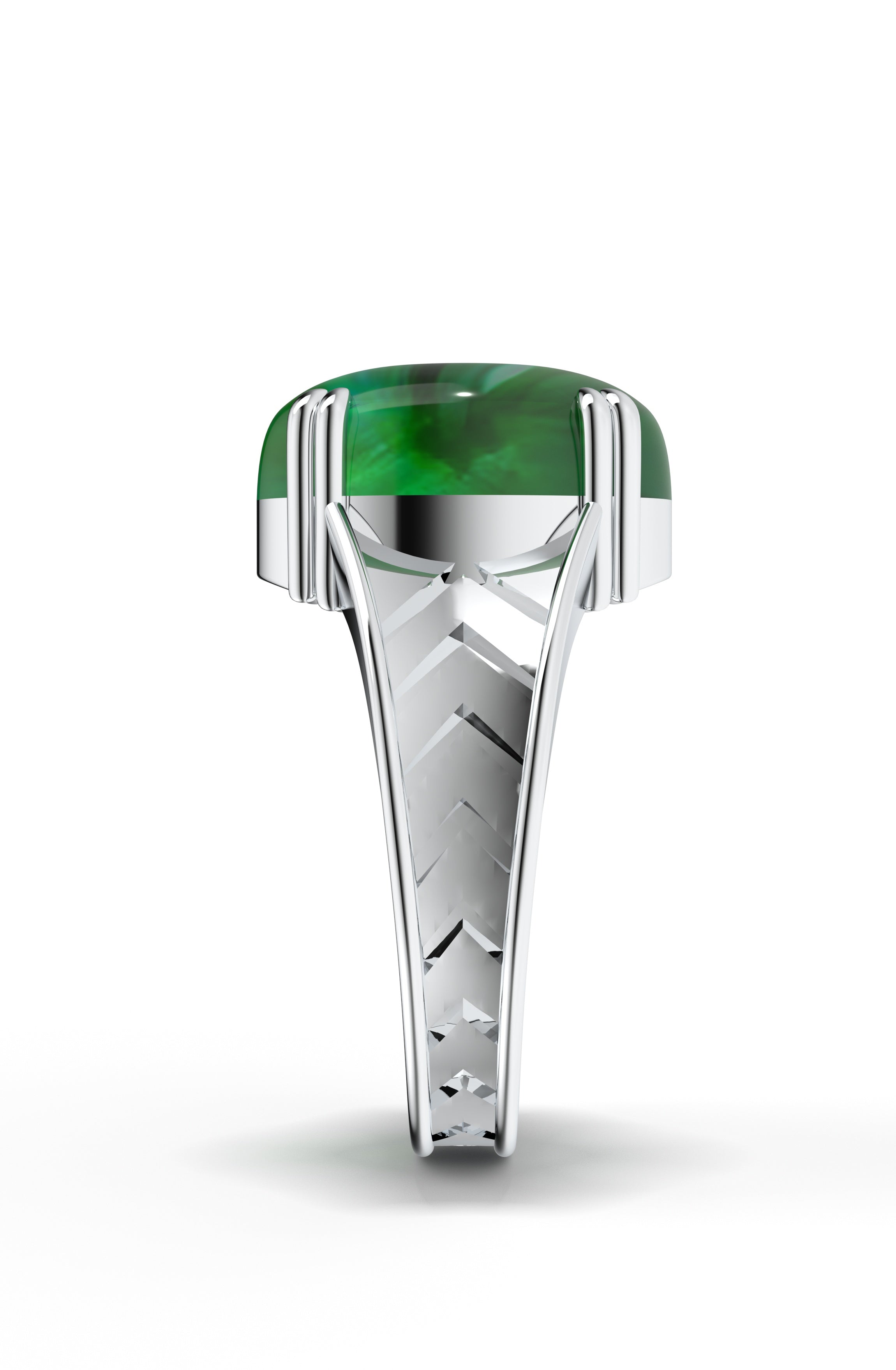 Geometric Green Onyx Oxidized 925 Sterling Silver Ring For Men