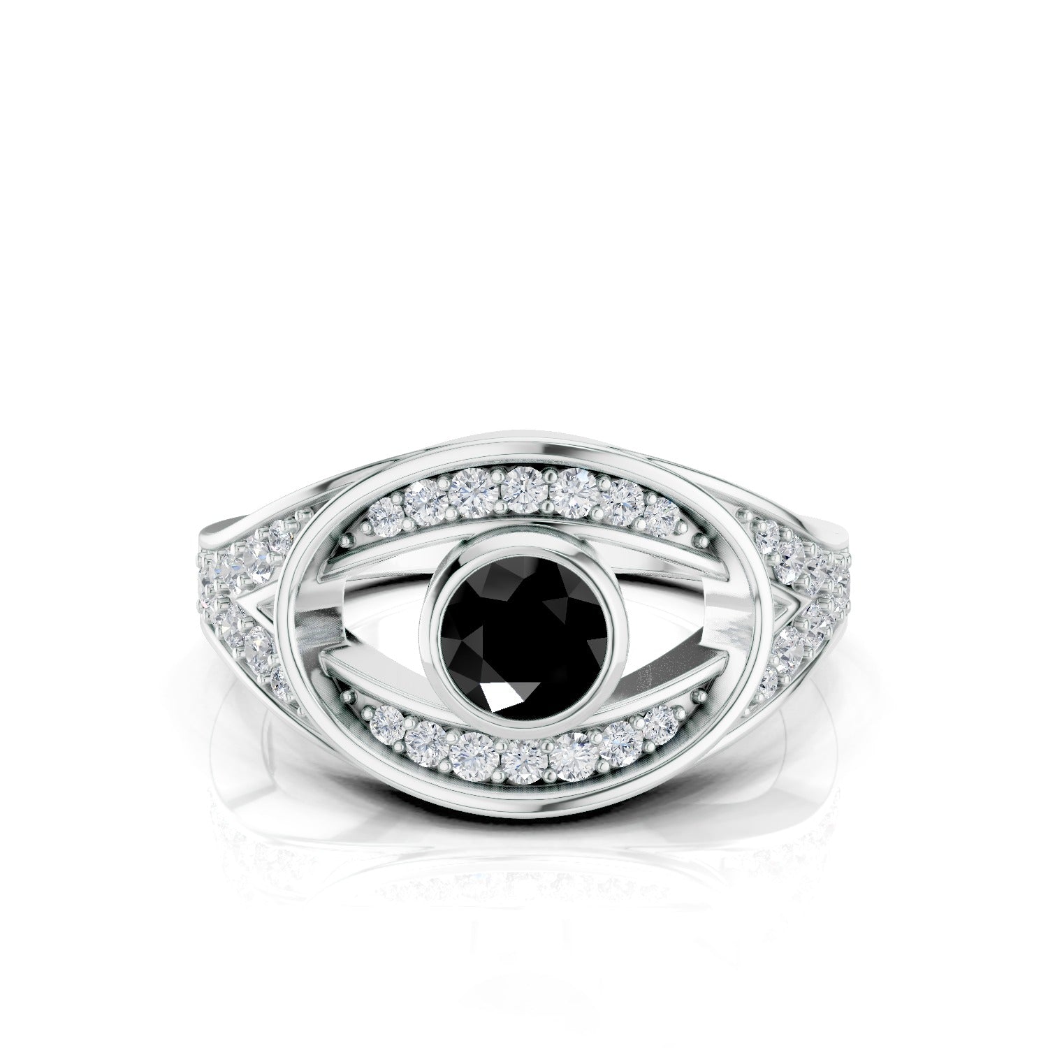 Bold Black Onyx and Moissanite Oxidized Finish 925 Sterling Silver Ring For Men