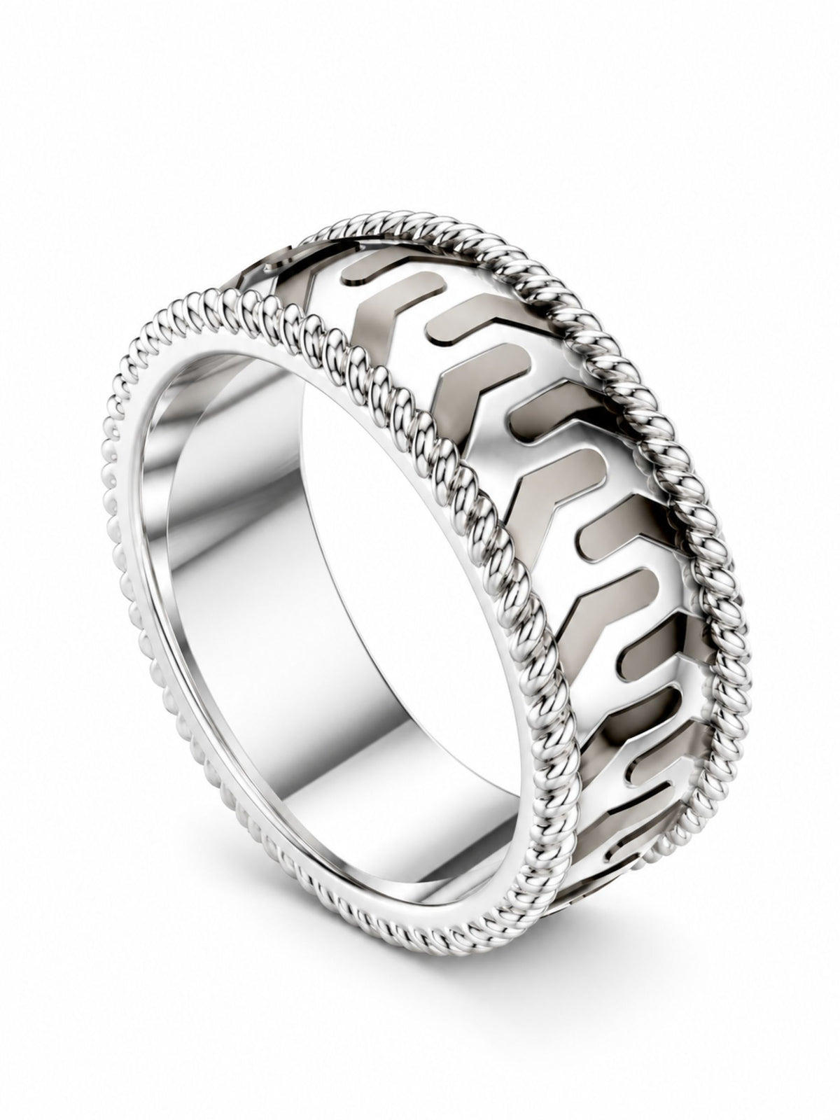 Moissanite Bold Engraved Oxidized Finish 925 Sterling Silver Ring For Men