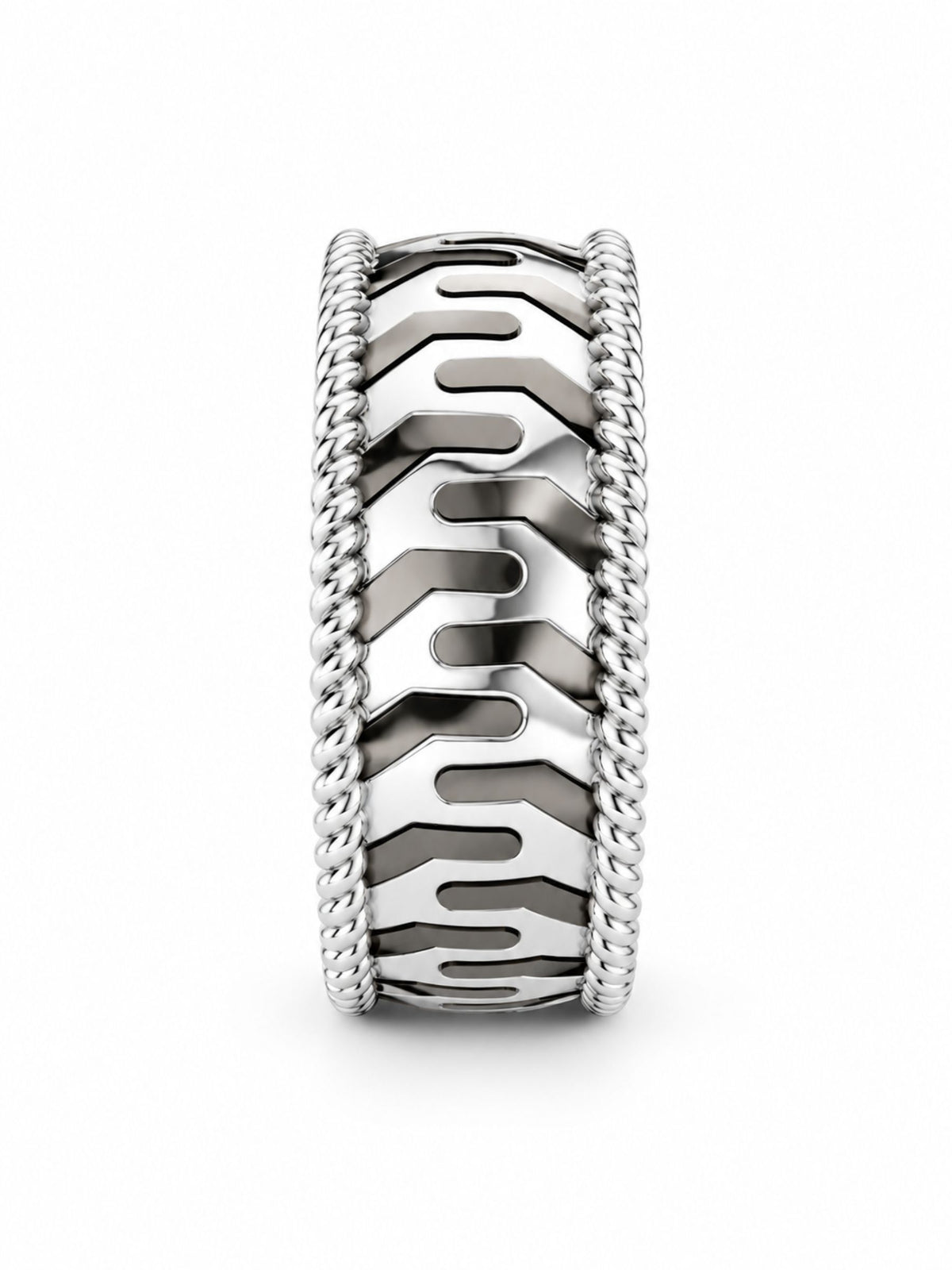 Moissanite Bold Engraved Oxidized Finish 925 Sterling Silver Ring For Men