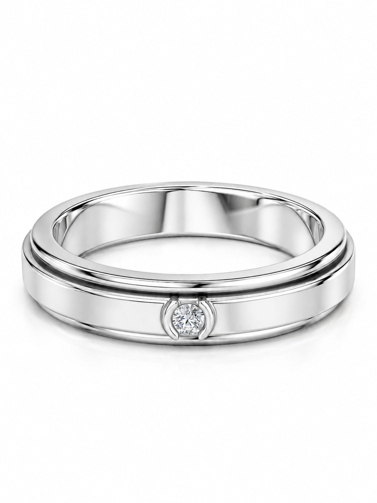 Moissanite Sterling Silver Spinner Ring For Men
