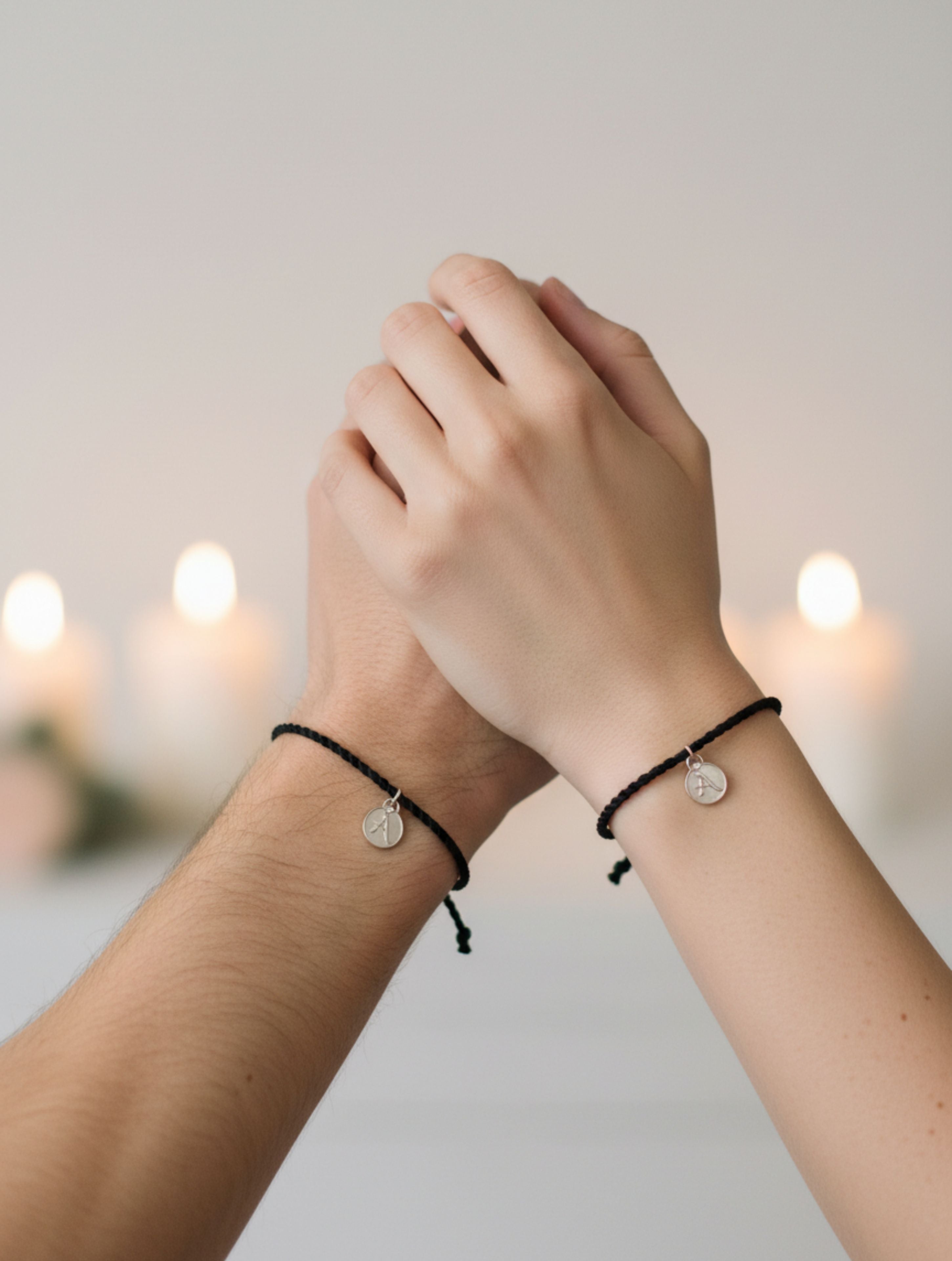 Personalized Initial Braided Cord Bracelet in 925 Sterling Silver & Moissanite