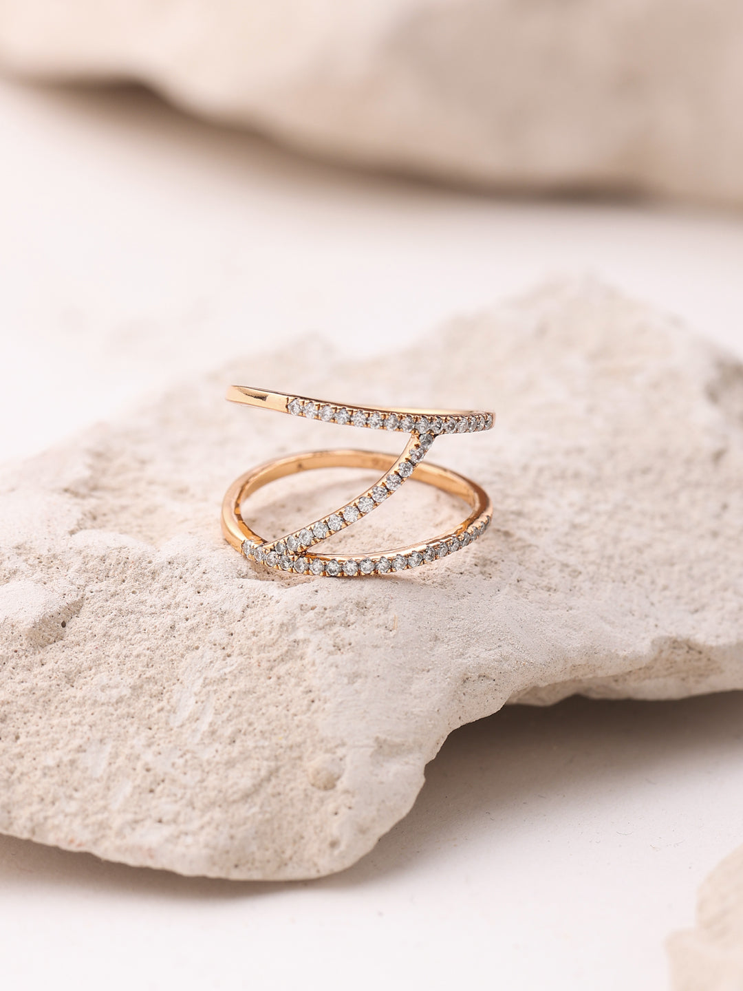 Sparkling 1 Sterling Silver Rose Gold Plated Ring