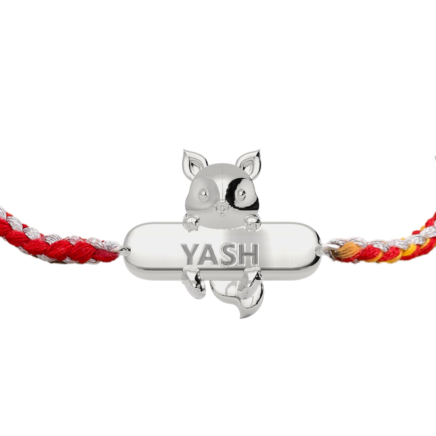 Baby Fox Personalized Kids Silver Rakhi