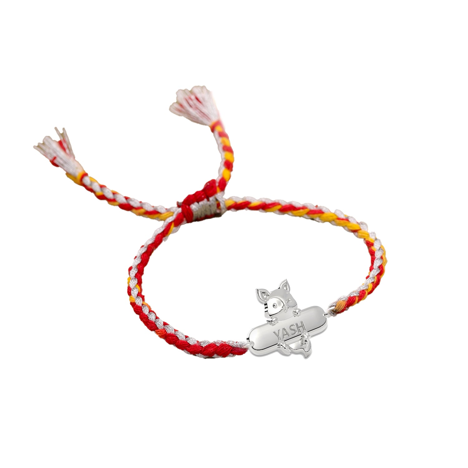 Baby Fox Personalized Kids Silver Rakhi