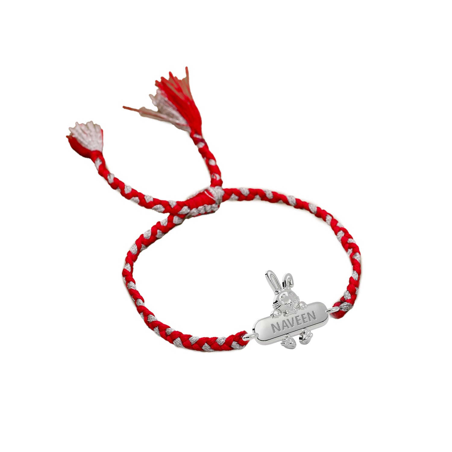 Baby Rabbit Personalized Kids Silver Rakhi