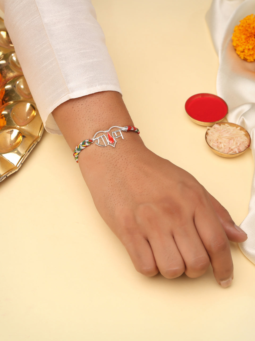 Silver Ram Tilak Rakhi
