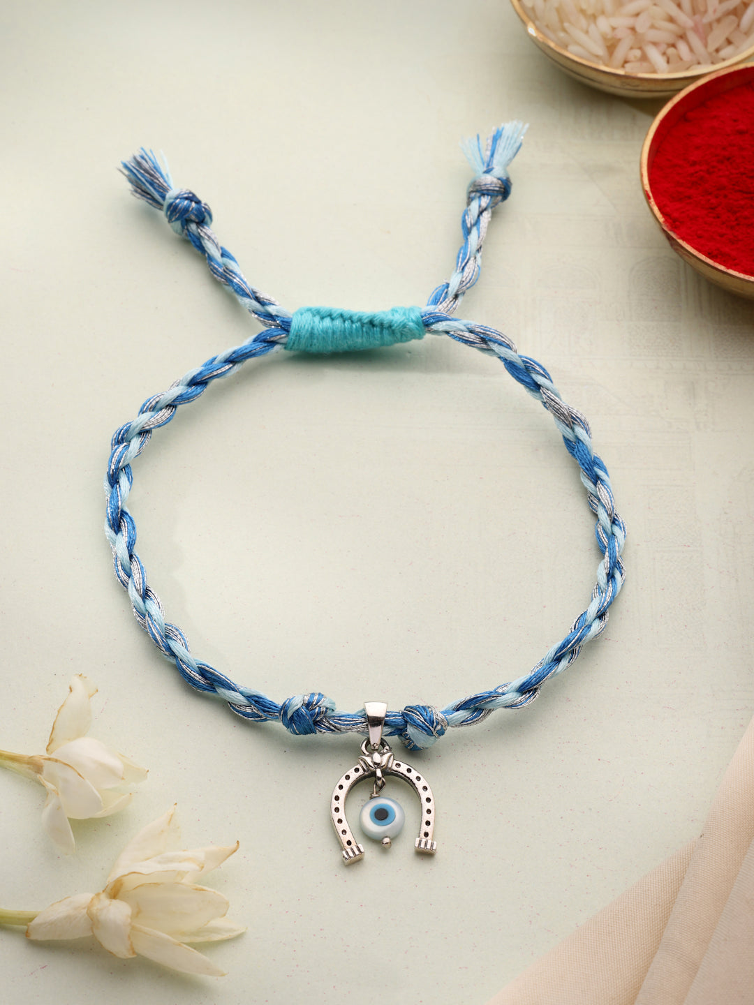 925 Sterling Silver Evil Eye Rhodium-Plated Rakhi