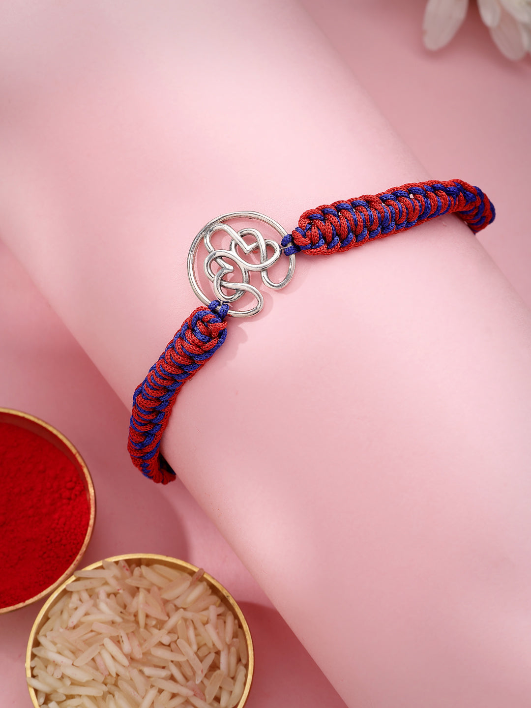 925 Sterling Silver Interlocking Om Circular Thread Rakhi