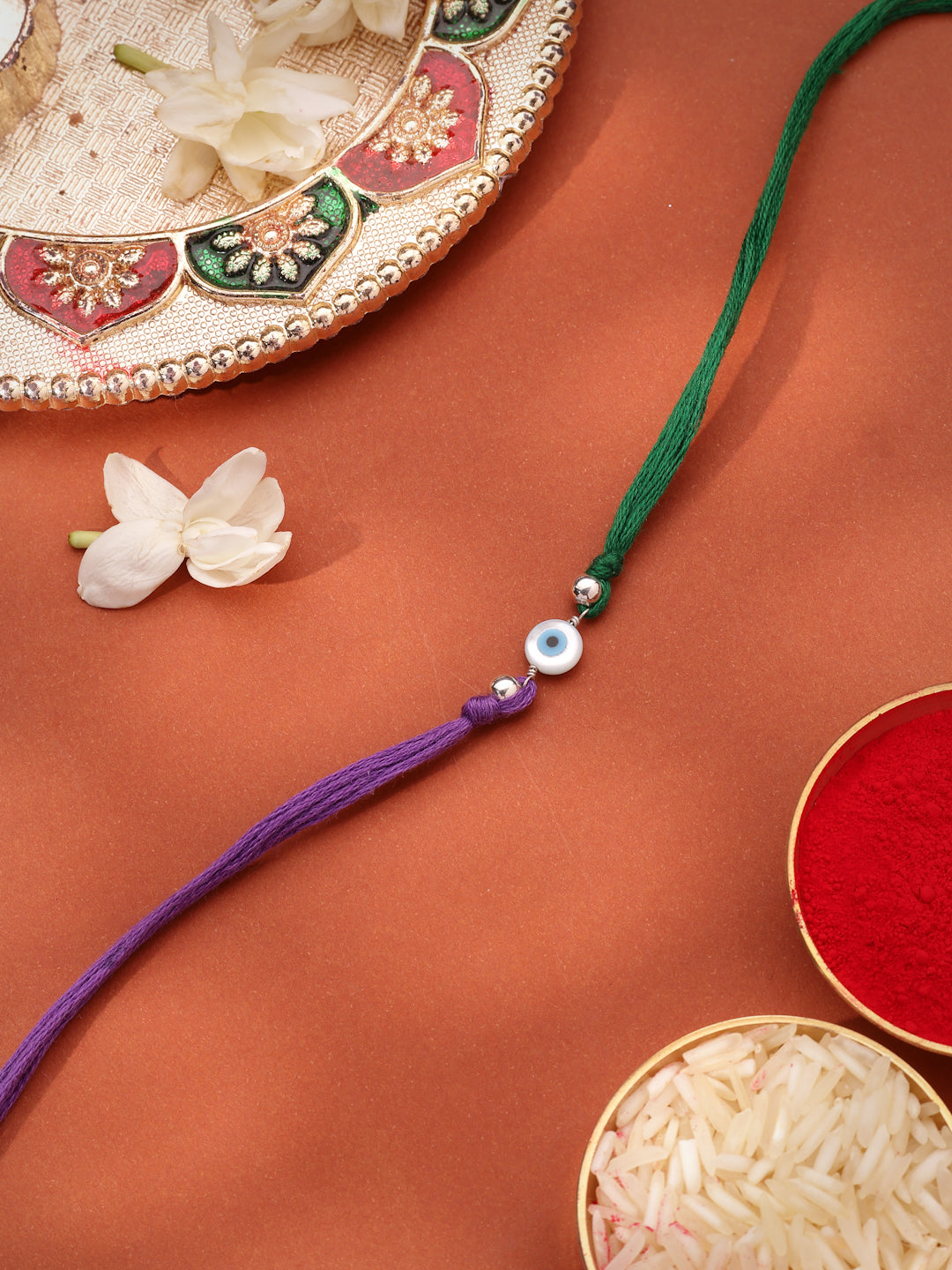 925 Sterling Silver Evil Eye Thread Rakhi